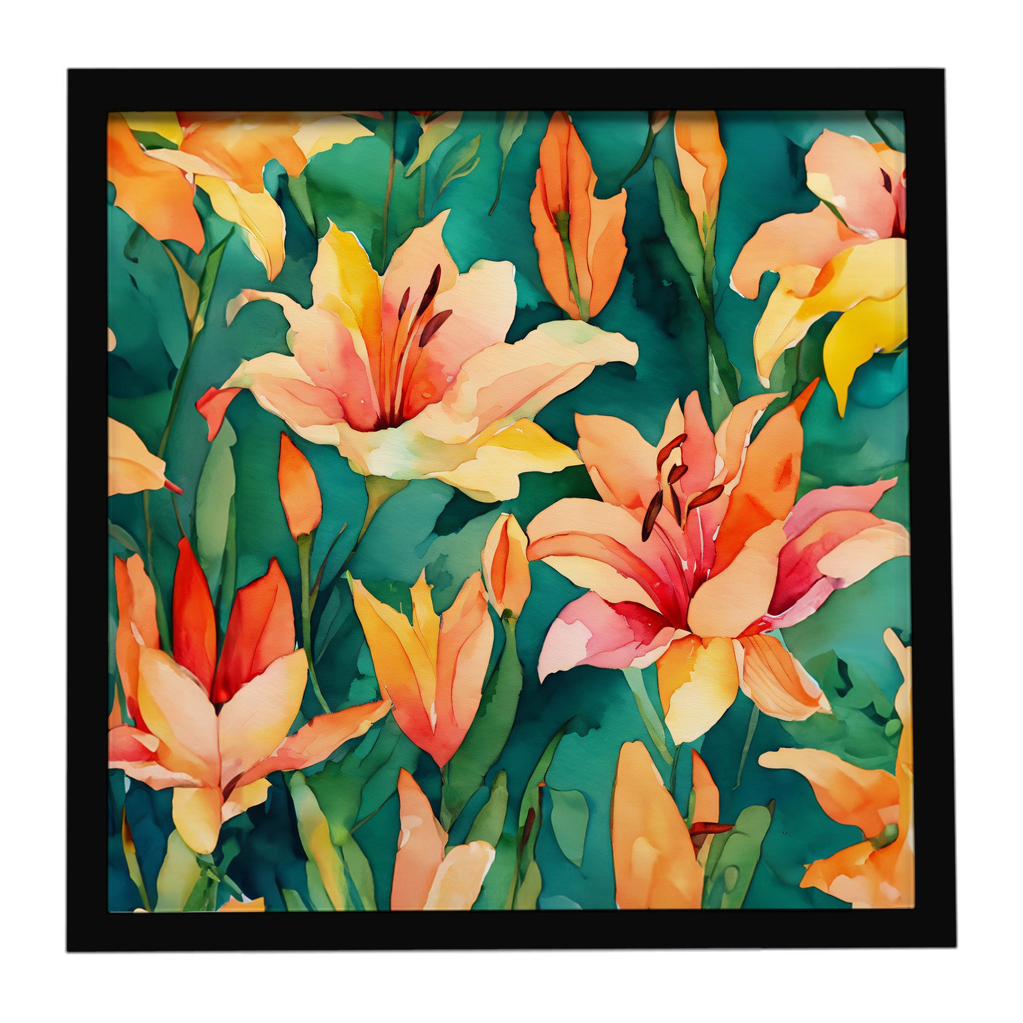 Caroline's Treasures Lilies in Watercolor Framed Metal Print