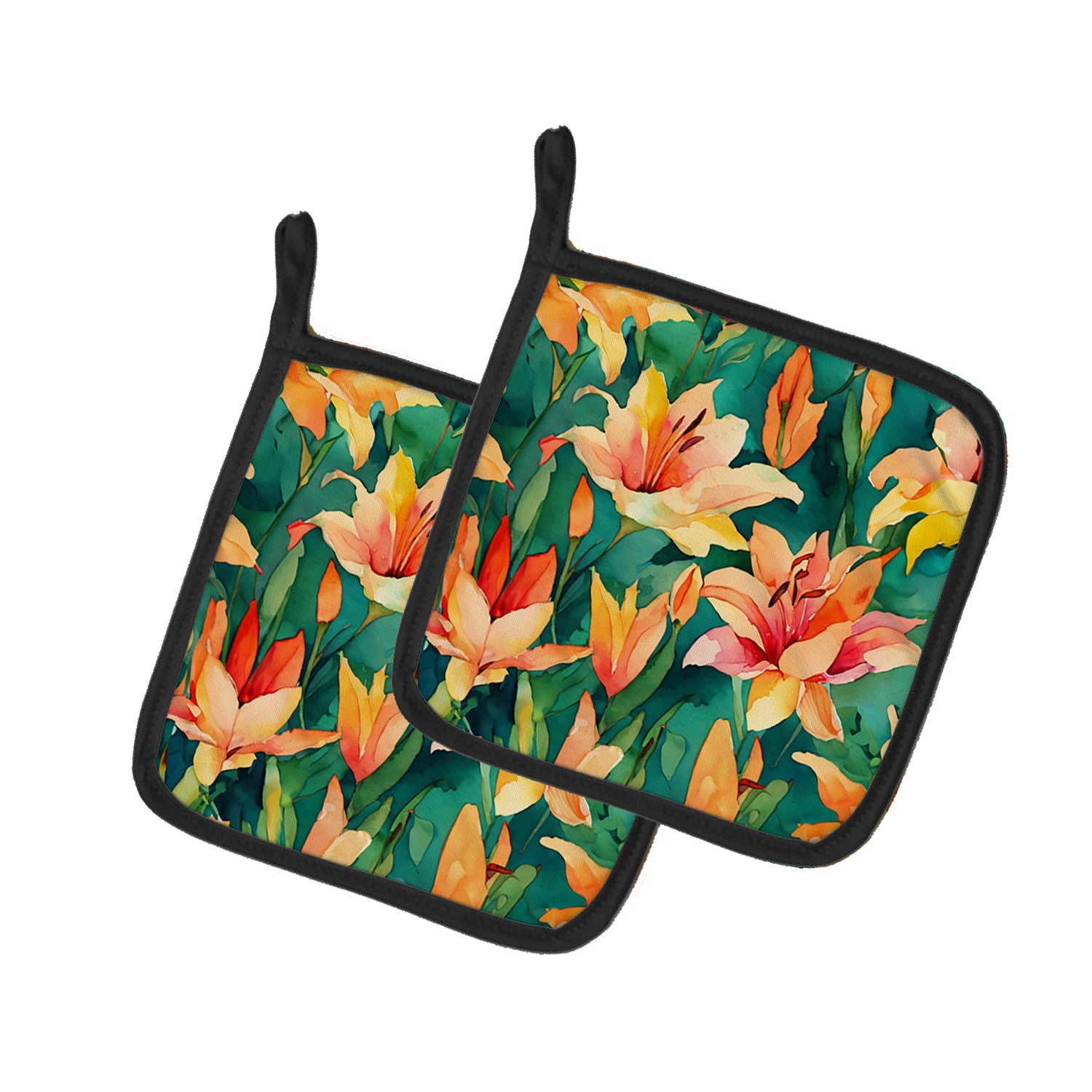 Buy this Lilies in Watercolor Pair of Pot Holders