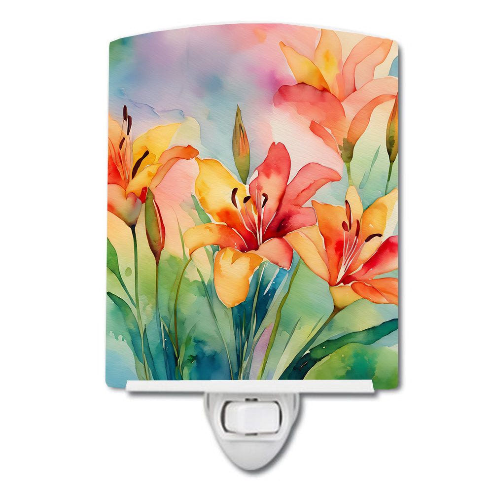 Buy this Lilies in Watercolor Ceramic Night Light