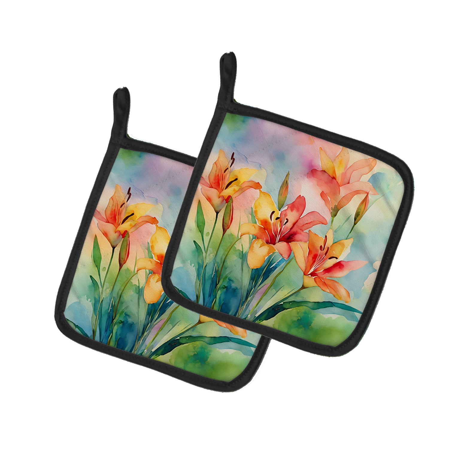 Buy this Lilies in Watercolor Pair of Pot Holders