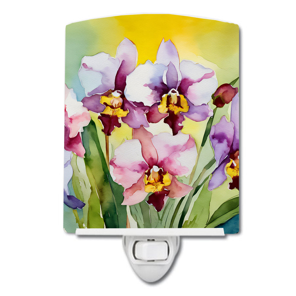 Buy this Orchids in Watercolor Ceramic Night Light