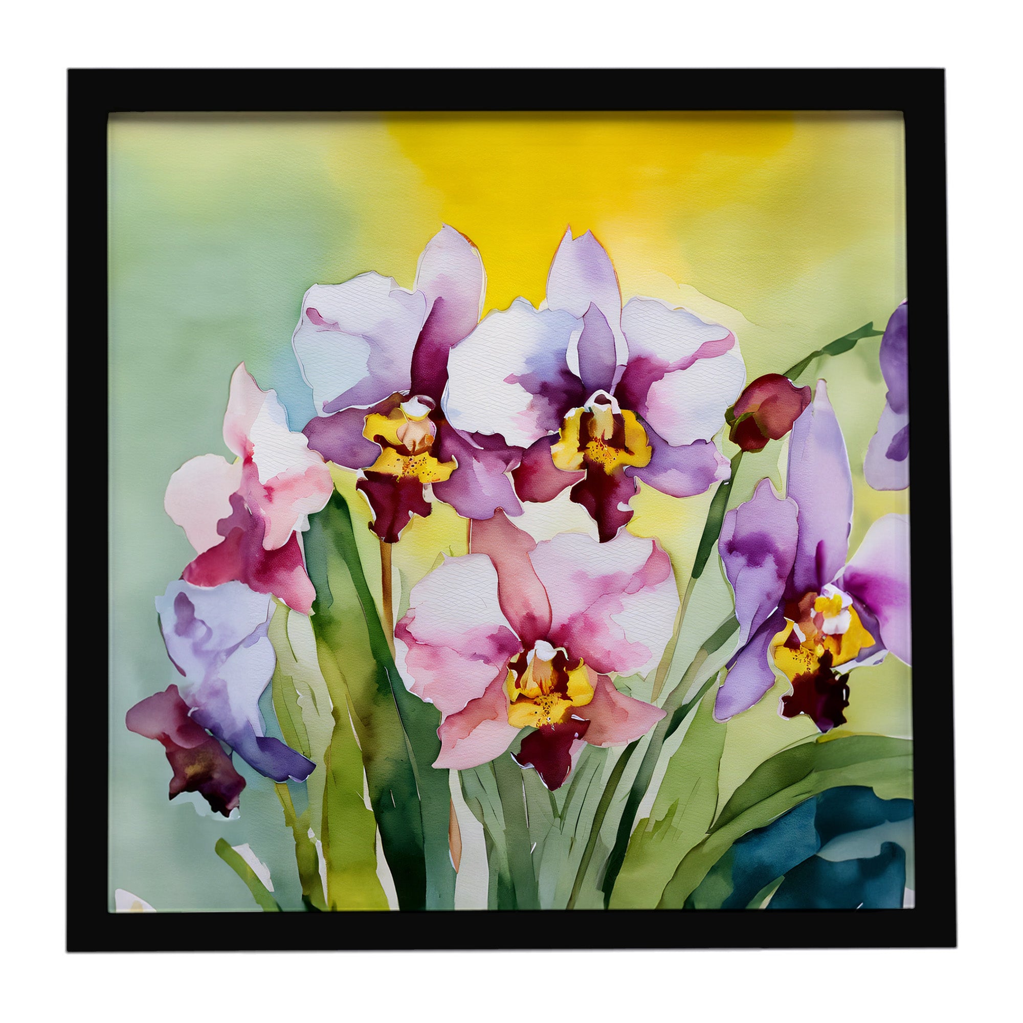 Caroline's Treasures Orchids in Watercolor Framed Metal Print