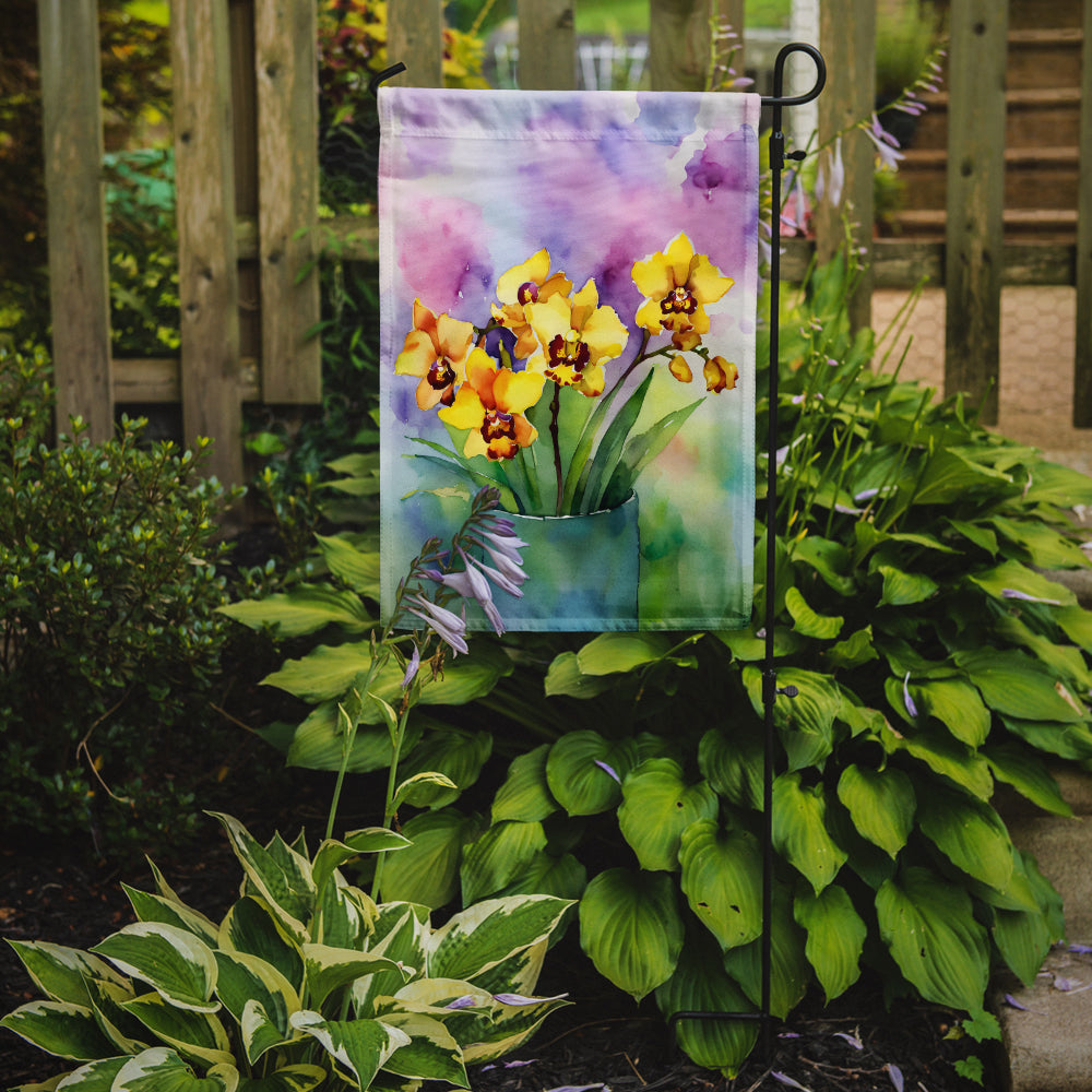 Orchids in Watercolor Garden Flag