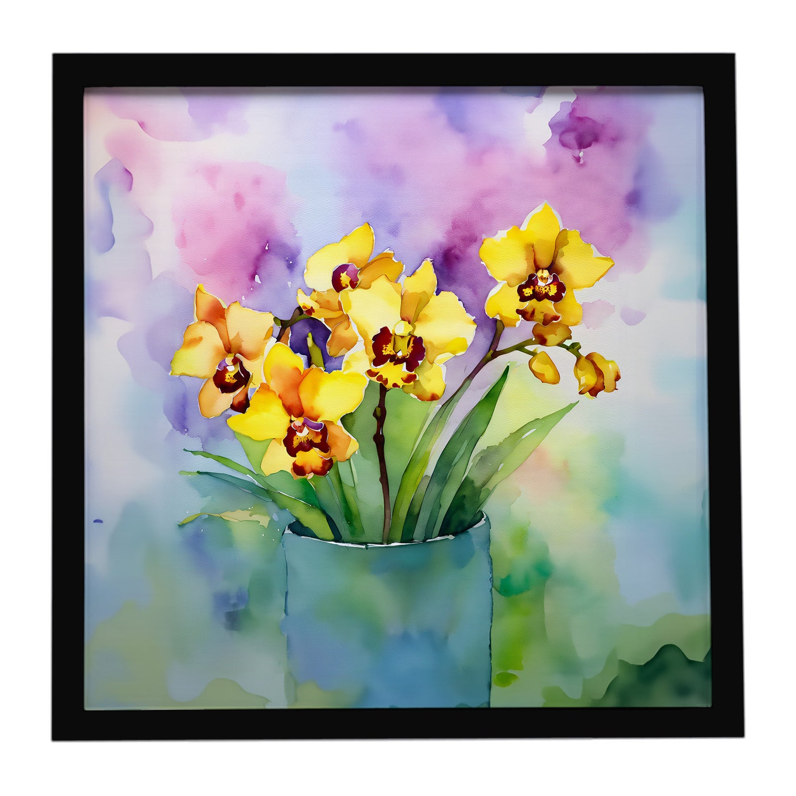 Caroline's Treasures Orchids in Watercolor Framed Metal Print