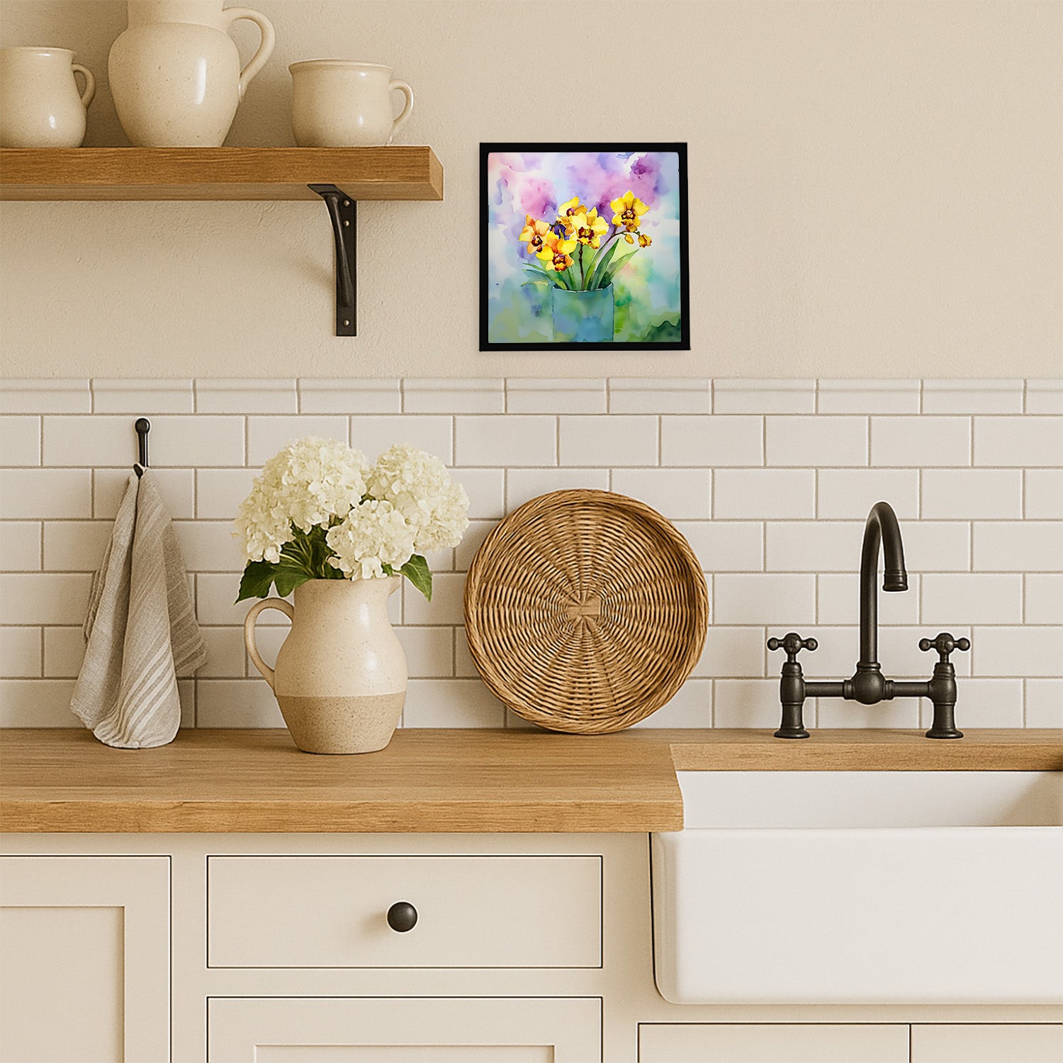 Caroline's Treasures Orchids in Watercolor Framed Metal Print