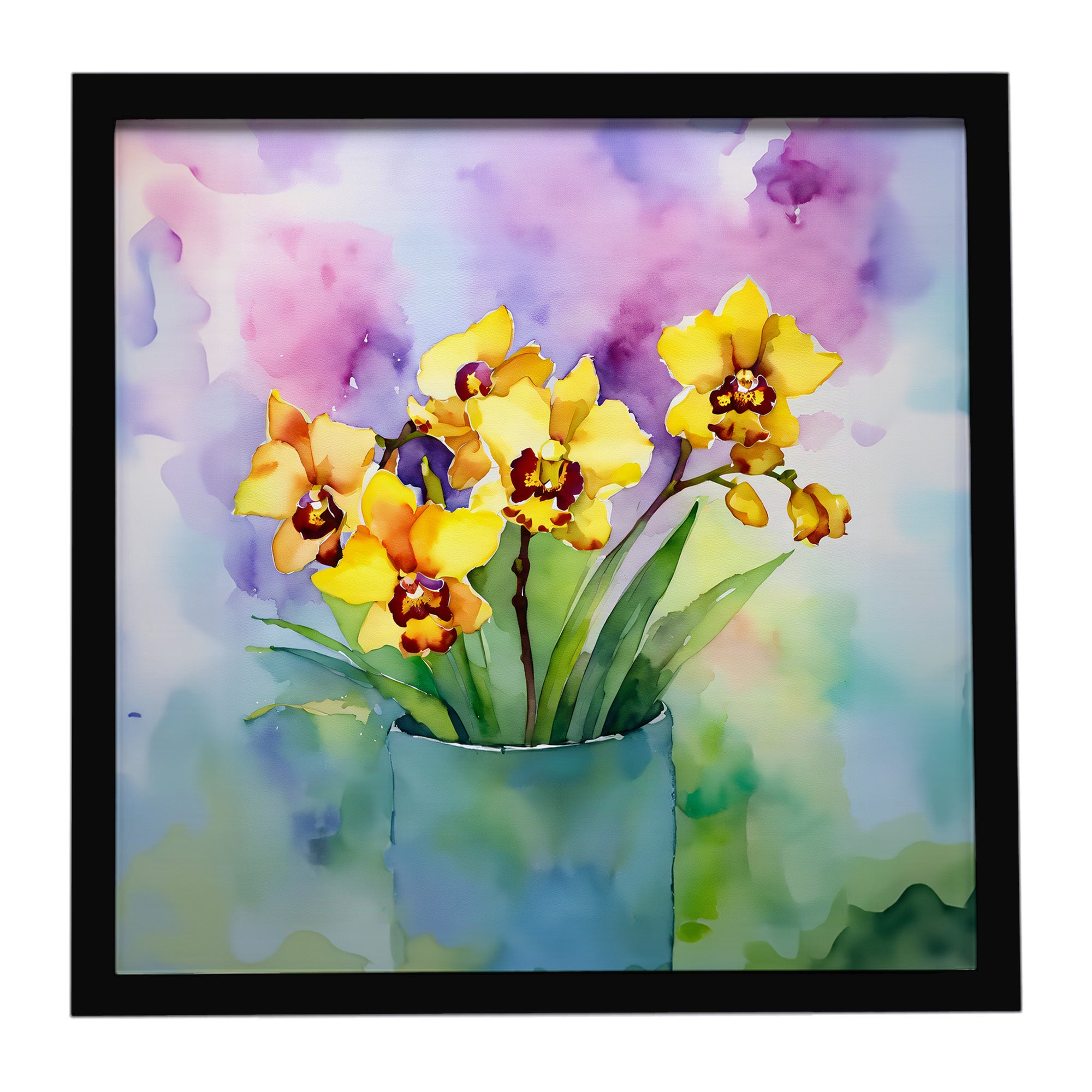 Caroline's Treasures Orchids in Watercolor Framed Metal Print