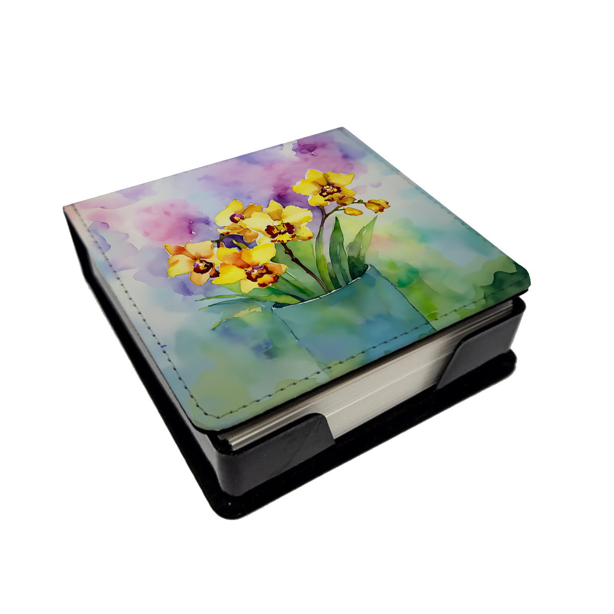 Caroline's Treasures Orchids in Watercolor PU Leather Note Paper Holder