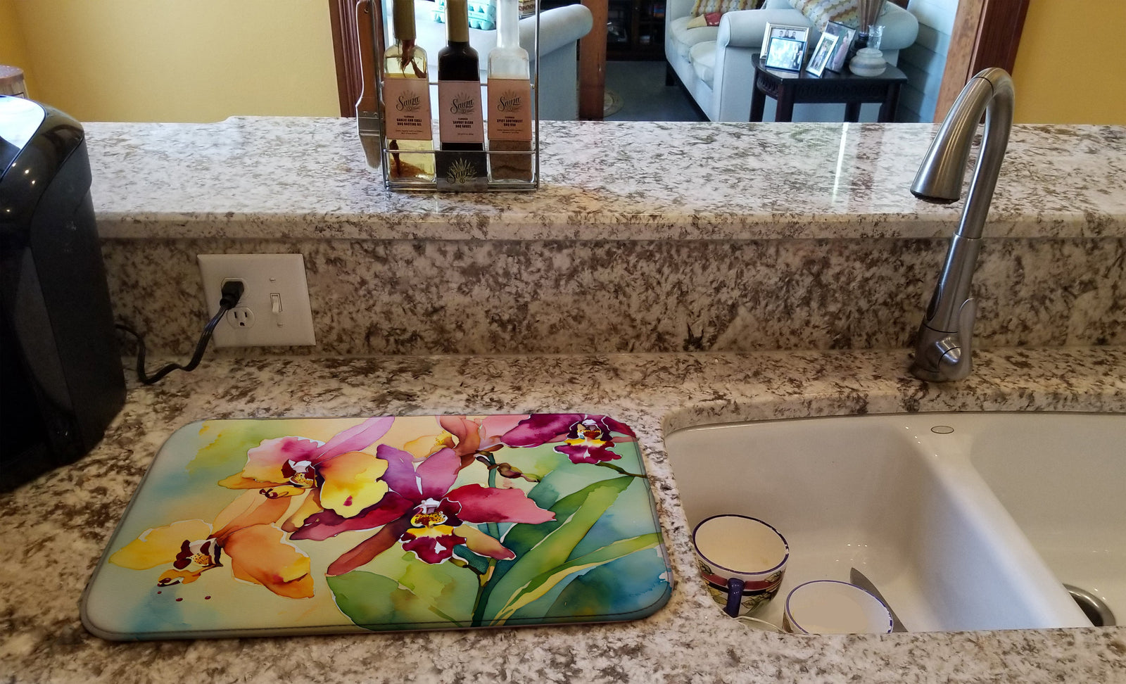 Caroline's Treasures Orchids in Watercolor Dish Drying Mat