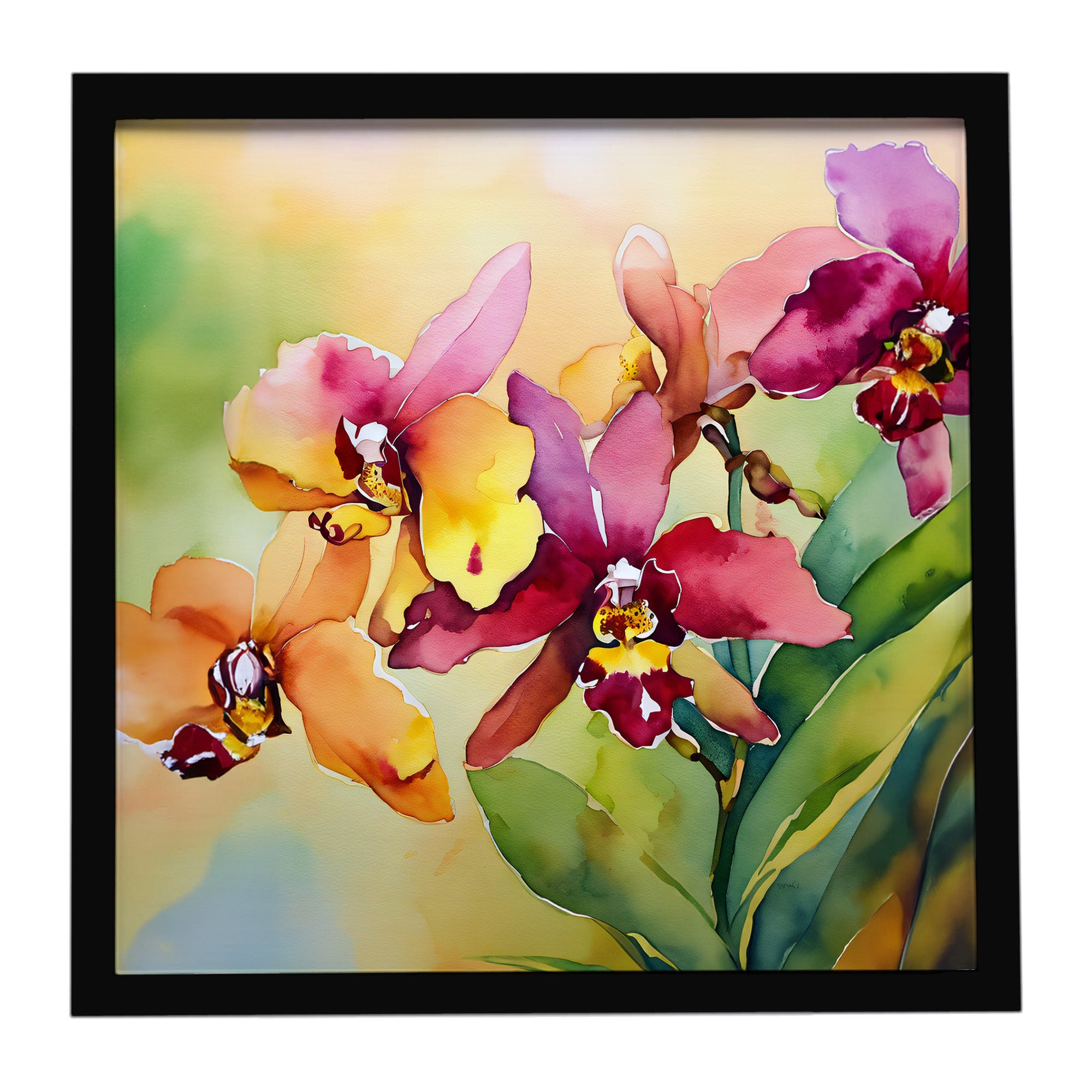 Caroline's Treasures Orchids in Watercolor Framed Metal Print