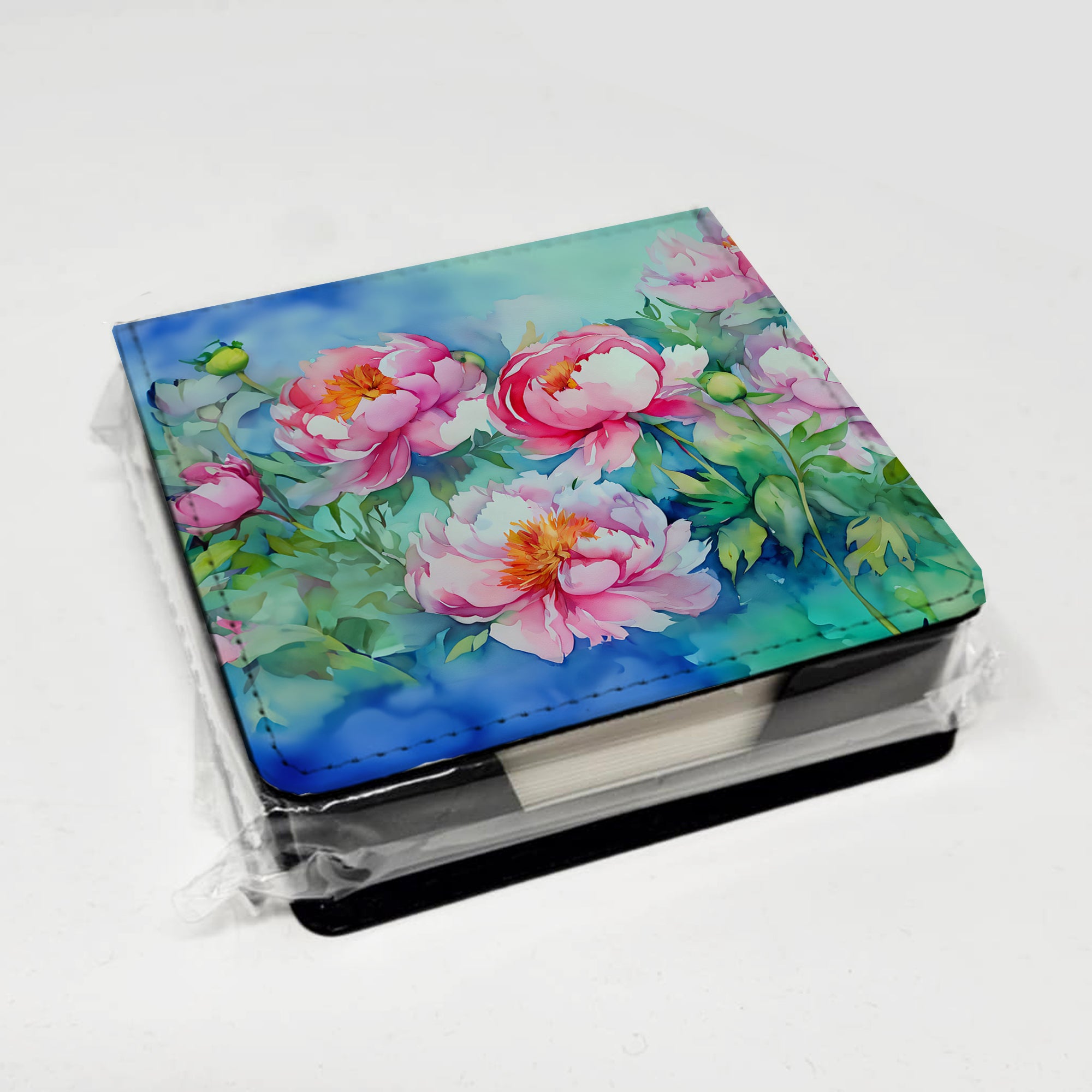 Caroline's Treasures Peonies in Watercolor PU Leather Note Paper Holder