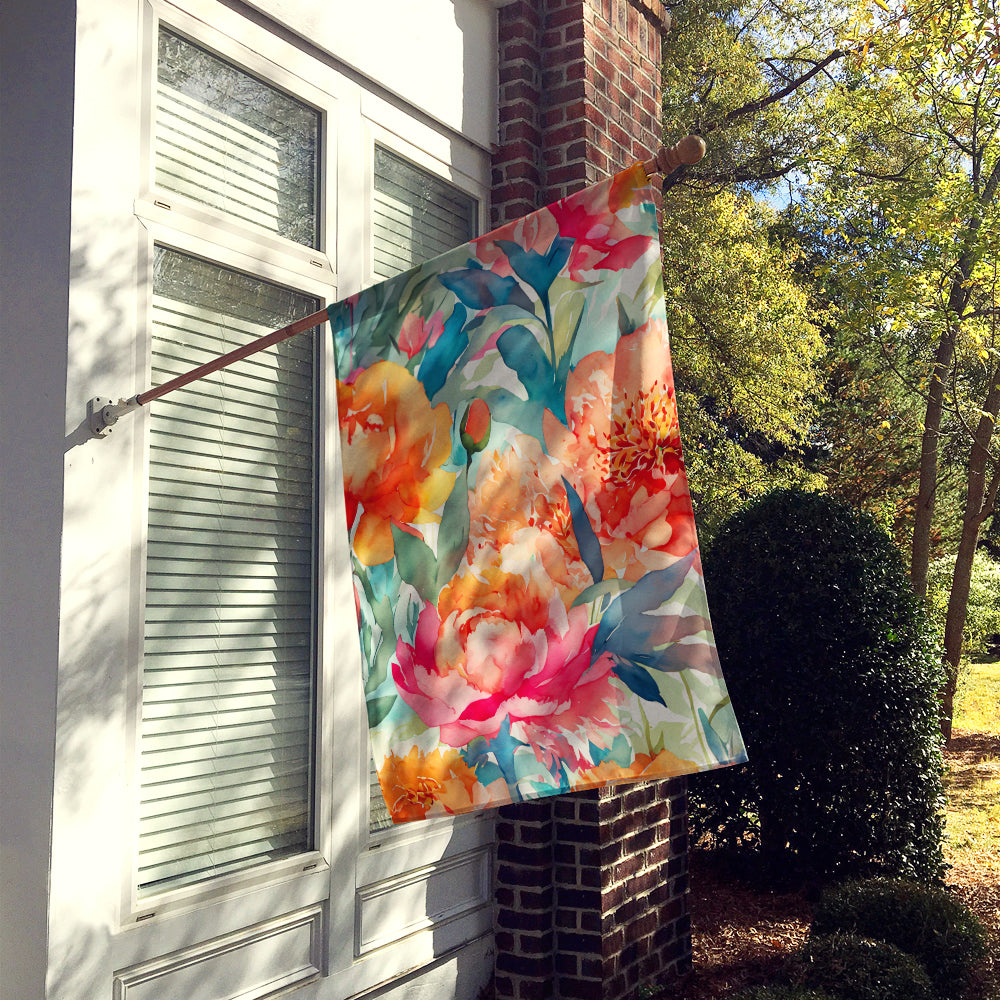 Caroline's Treasures Peonies in Watercolor House Flag