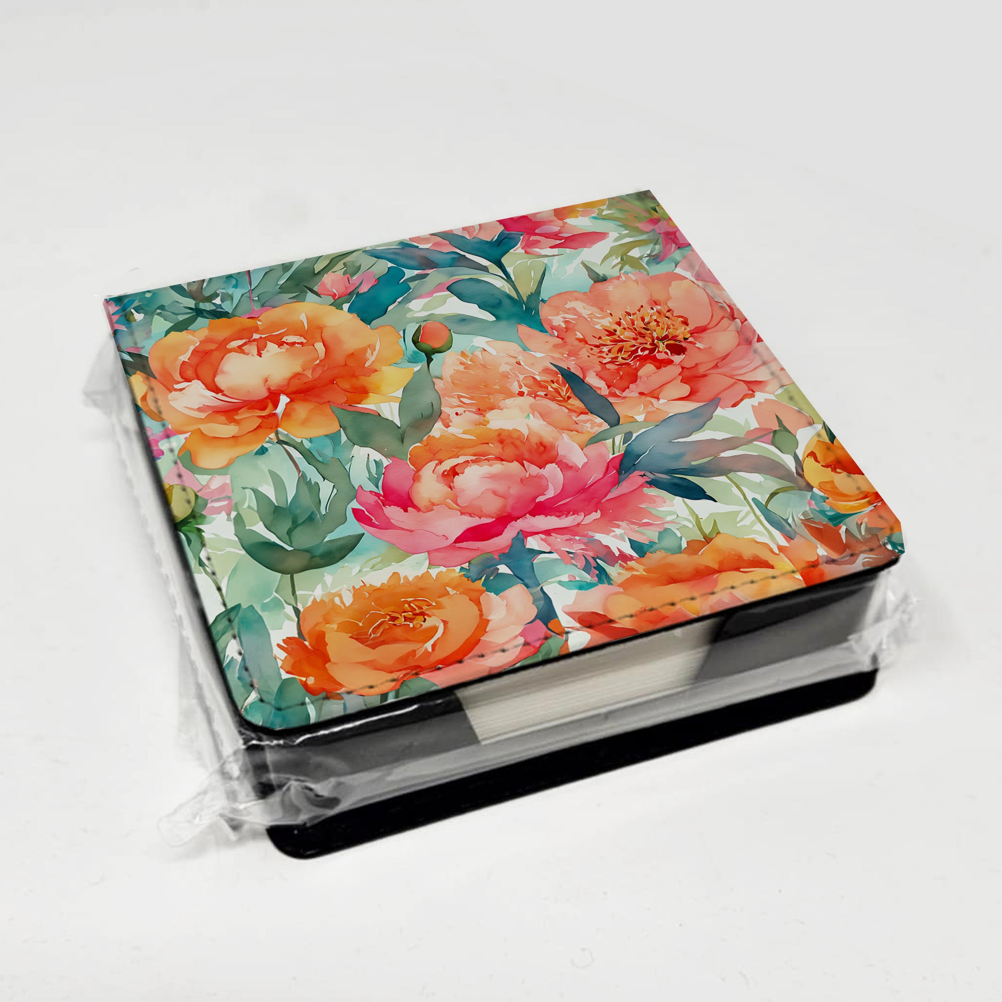 Caroline's Treasures Peonies in Watercolor PU Leather Note Paper Holder