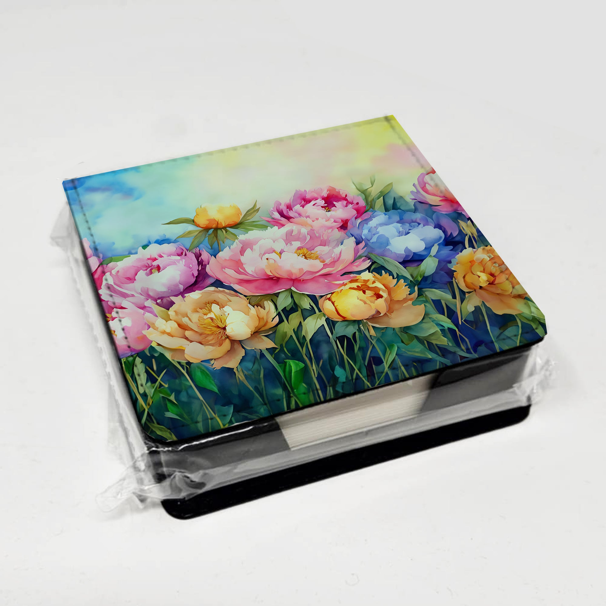 Caroline's Treasures Peonies in Watercolor PU Leather Note Paper Holder