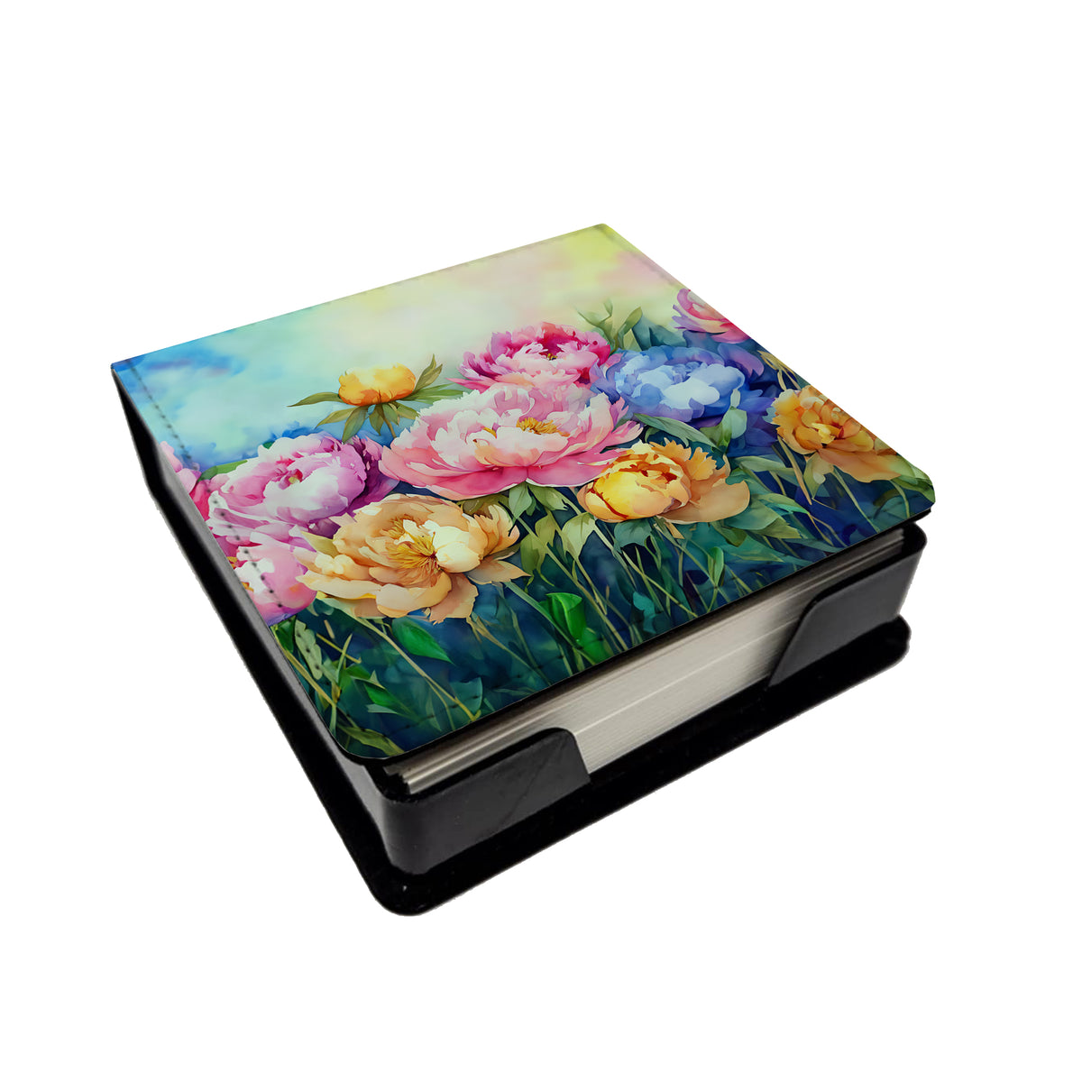 Caroline's Treasures Peonies in Watercolor PU Leather Note Paper Holder