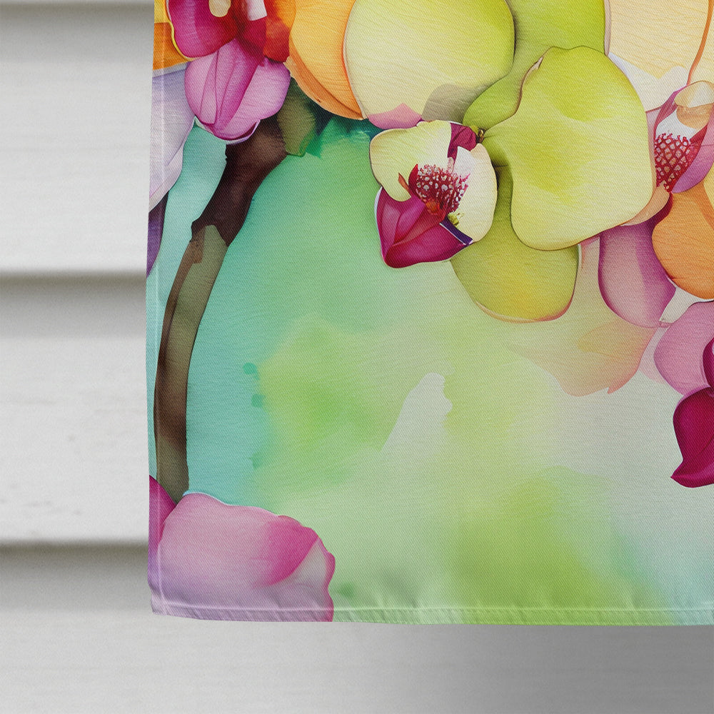 Orchids in Watercolor House Flag