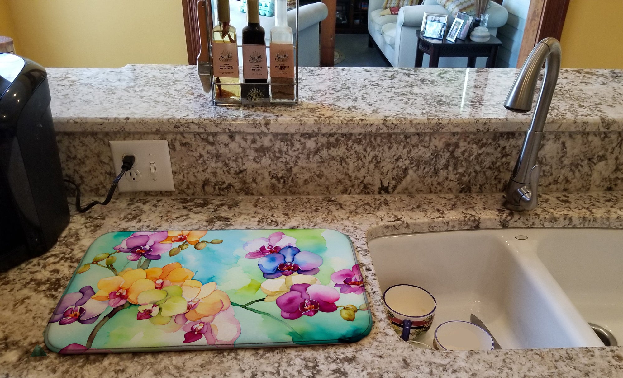 Caroline's Treasures Orchids in Watercolor Dish Drying Mat