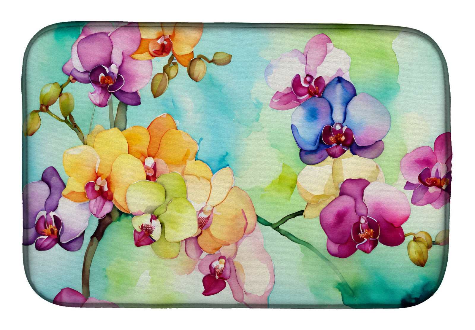 Caroline's Treasures Orchids in Watercolor Dish Drying Mat