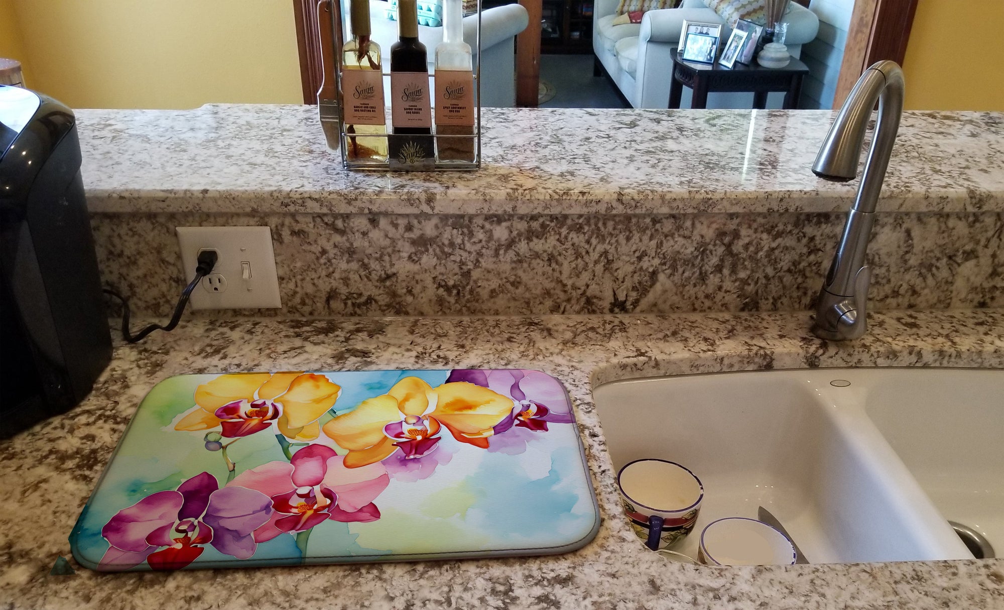 Caroline's Treasures Orchids in Watercolor Dish Drying Mat