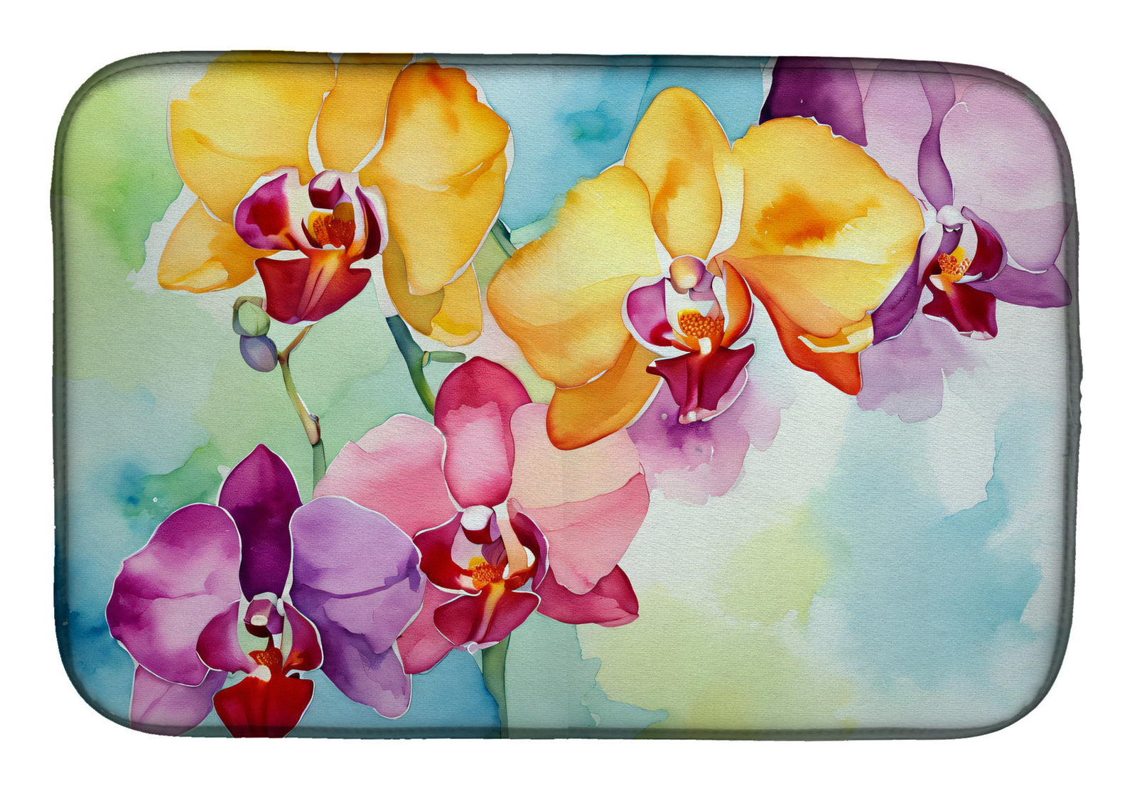 Caroline's Treasures Orchids in Watercolor Dish Drying Mat