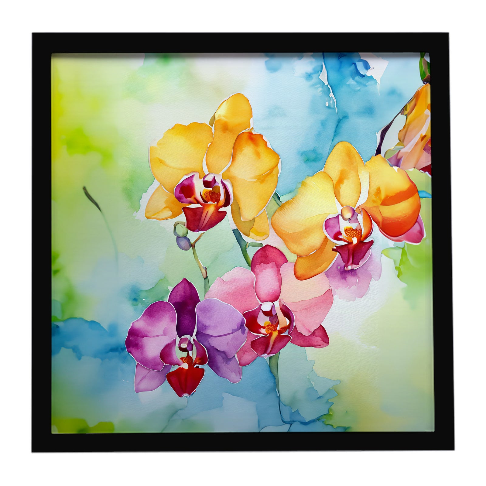 Caroline's Treasures Orchids in Watercolor Framed Metal Print