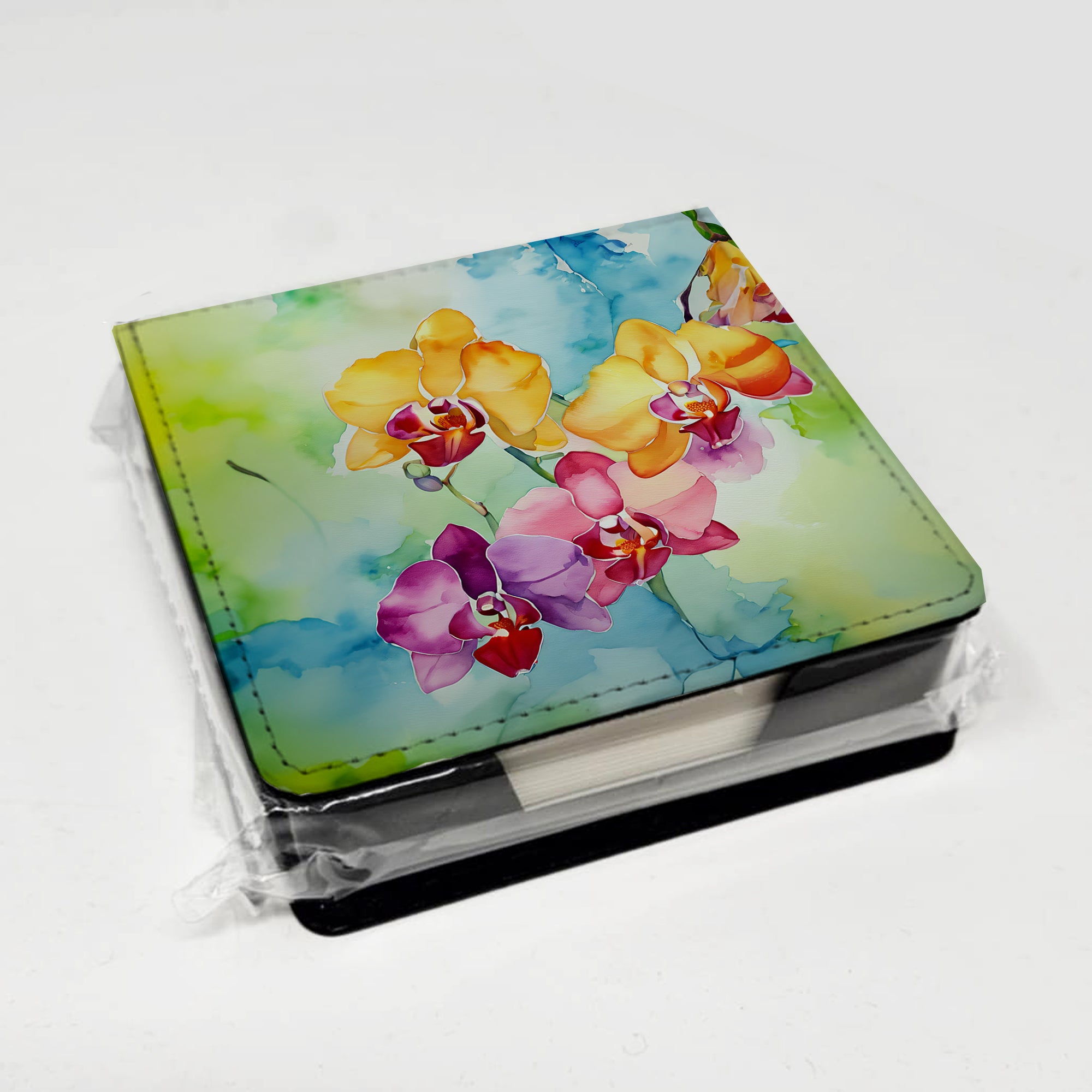 Caroline's Treasures Orchids in Watercolor PU Leather Note Paper Holder