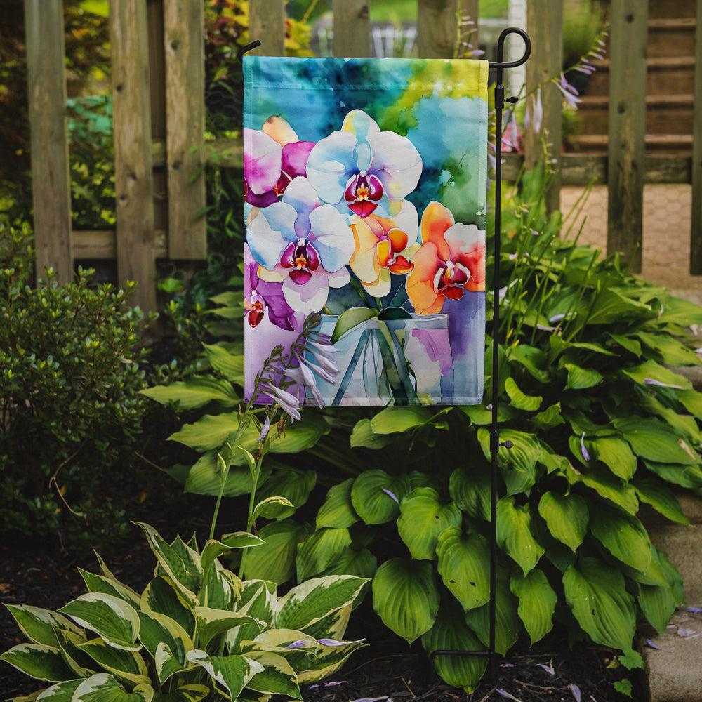 Orchids in Watercolor Garden Flag