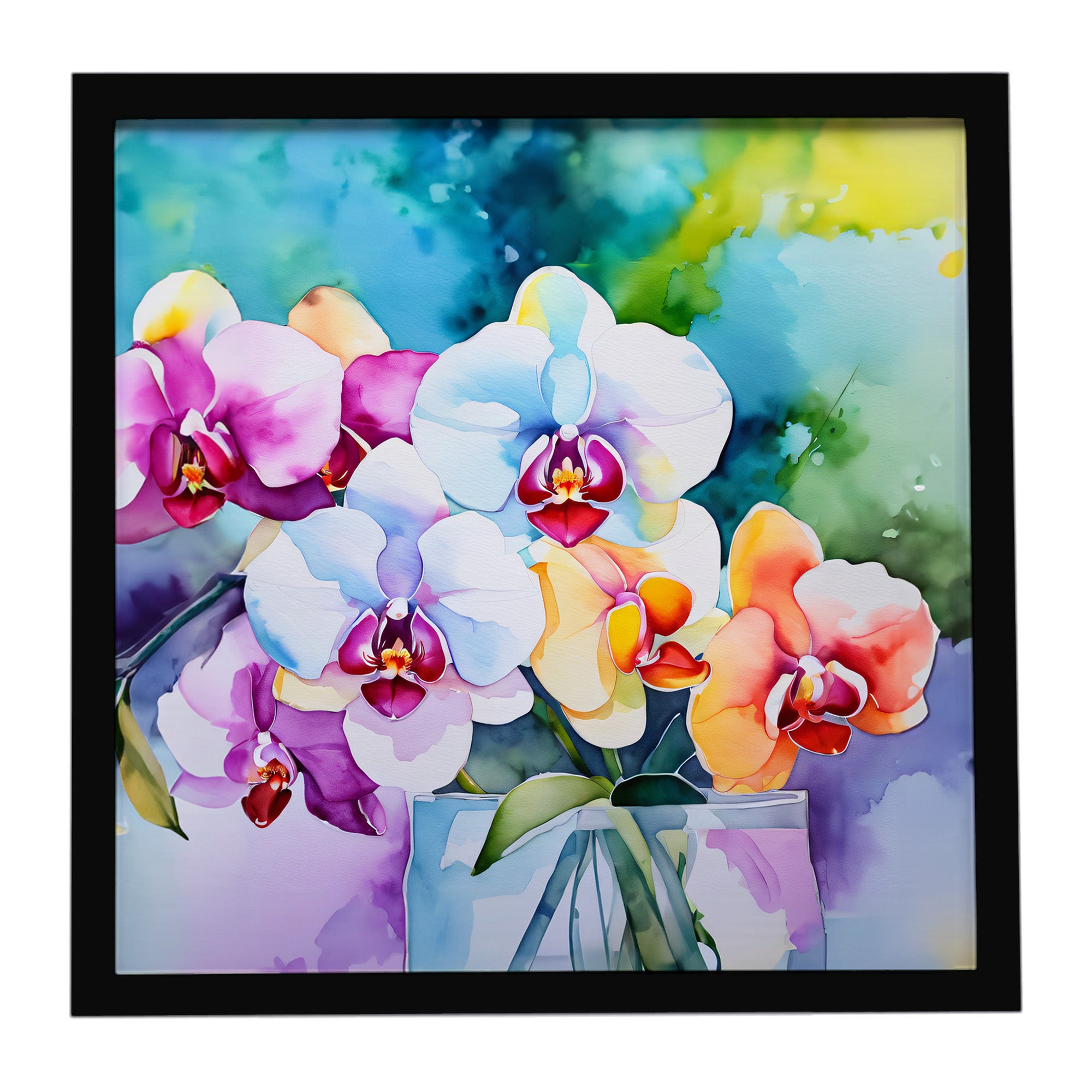 Caroline's Treasures Orchids in Watercolor Framed Metal Print