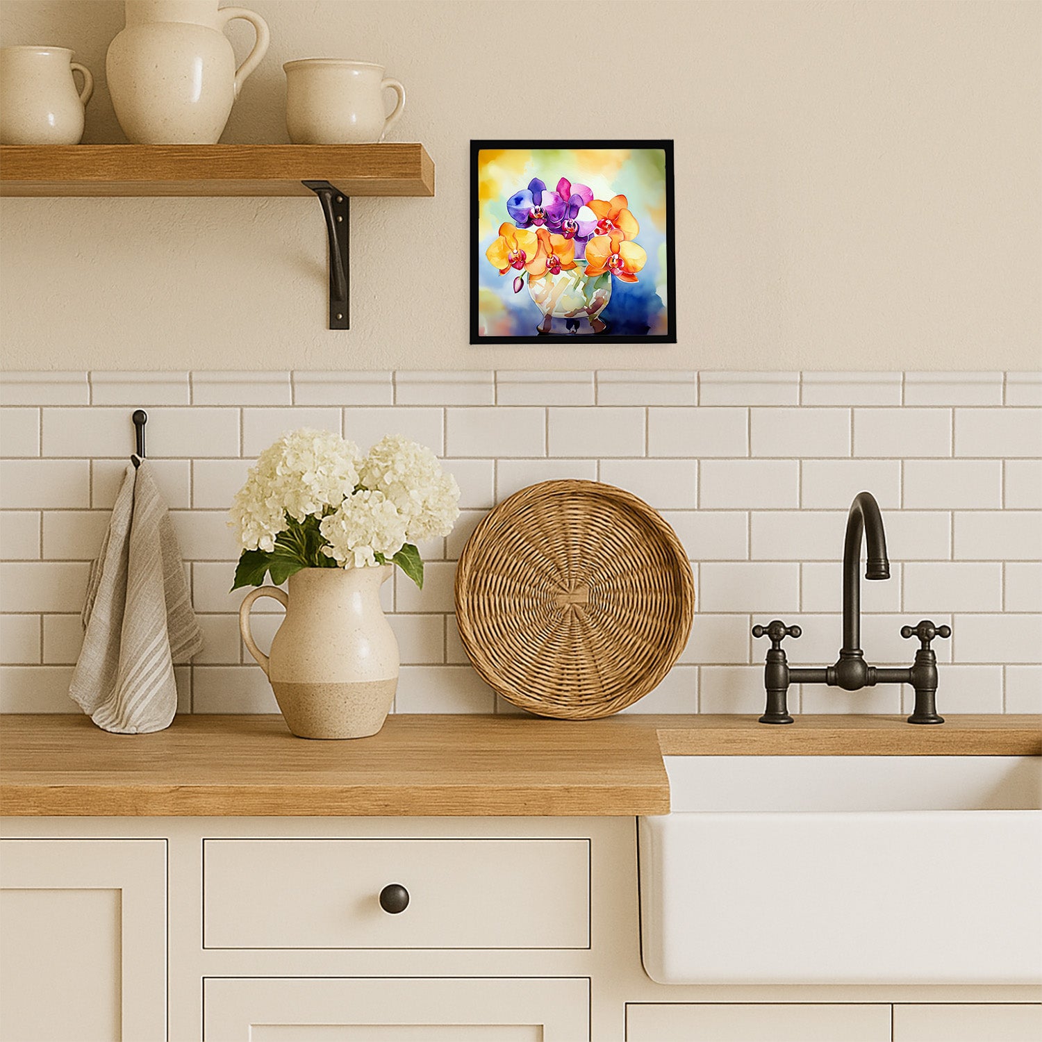 Caroline's Treasures Orchids in Watercolor Framed Metal Print