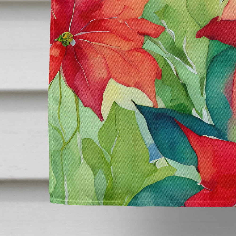 Poinsettias in Watercolor House Flag