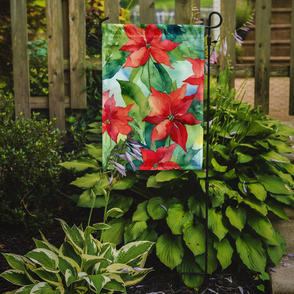 Poinsettias in Watercolor Garden Flag
