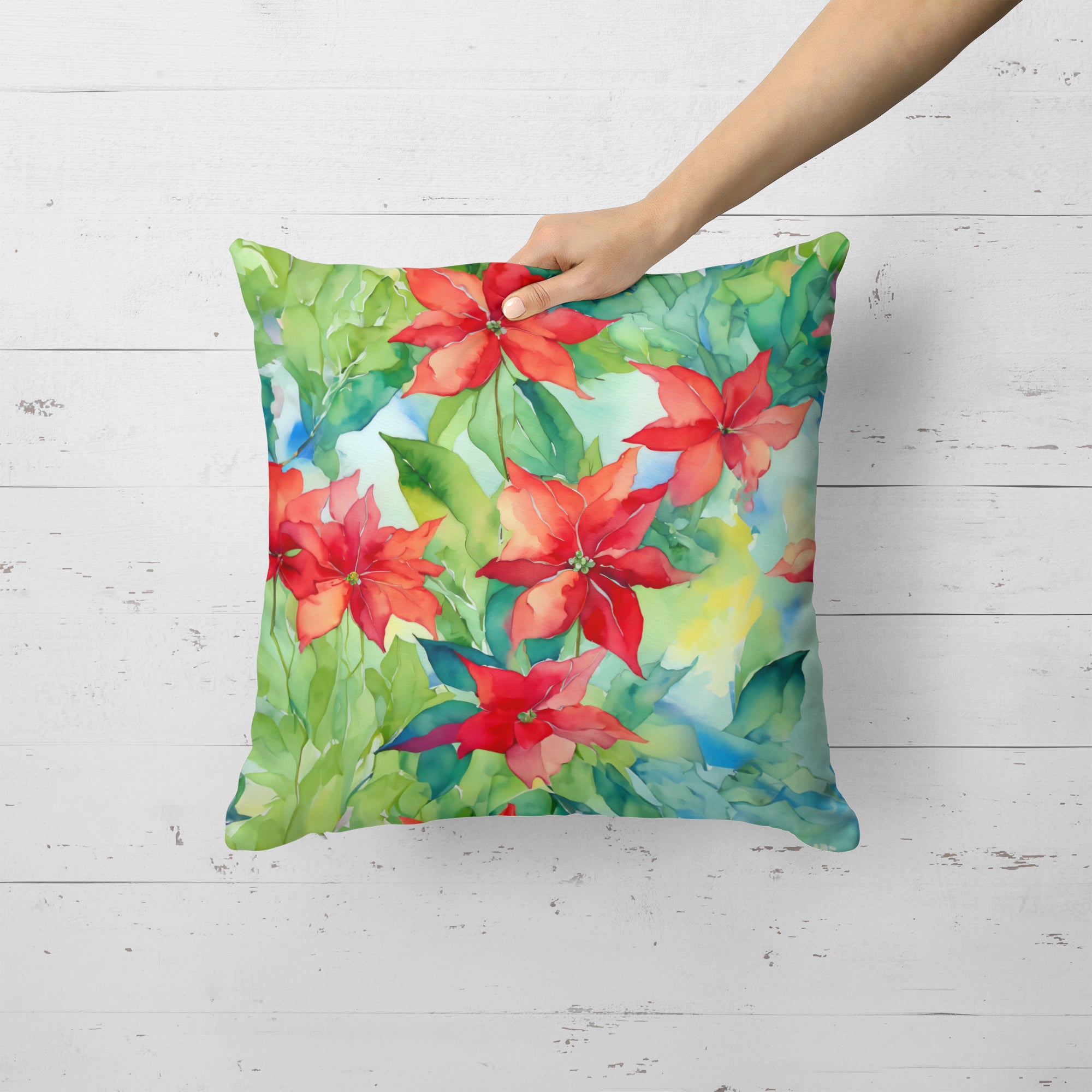 Buy this Poinsettias in Watercolor Throw Pillow