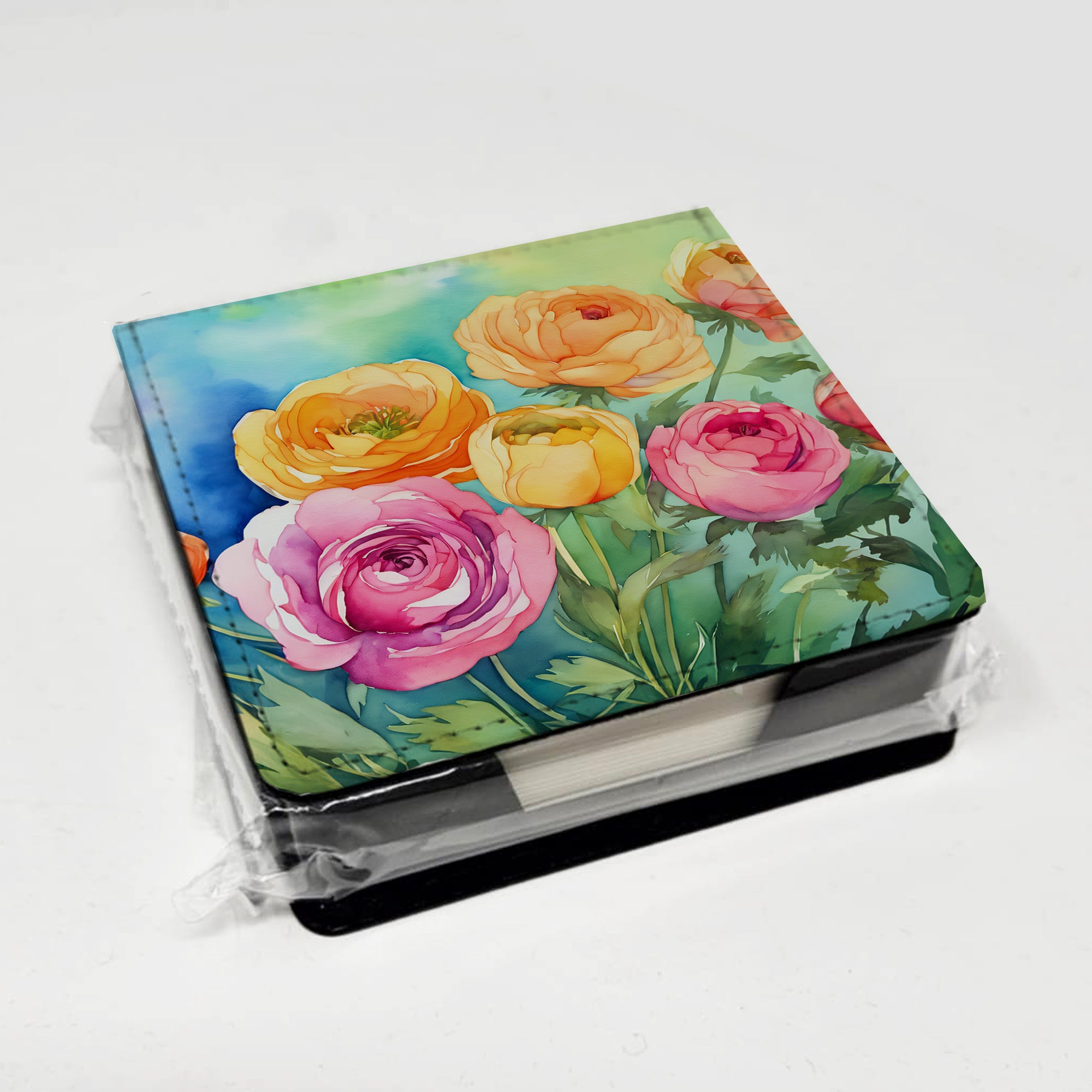 Caroline's Treasures Ranunculus in Watercolor PU Leather Note Paper Holder