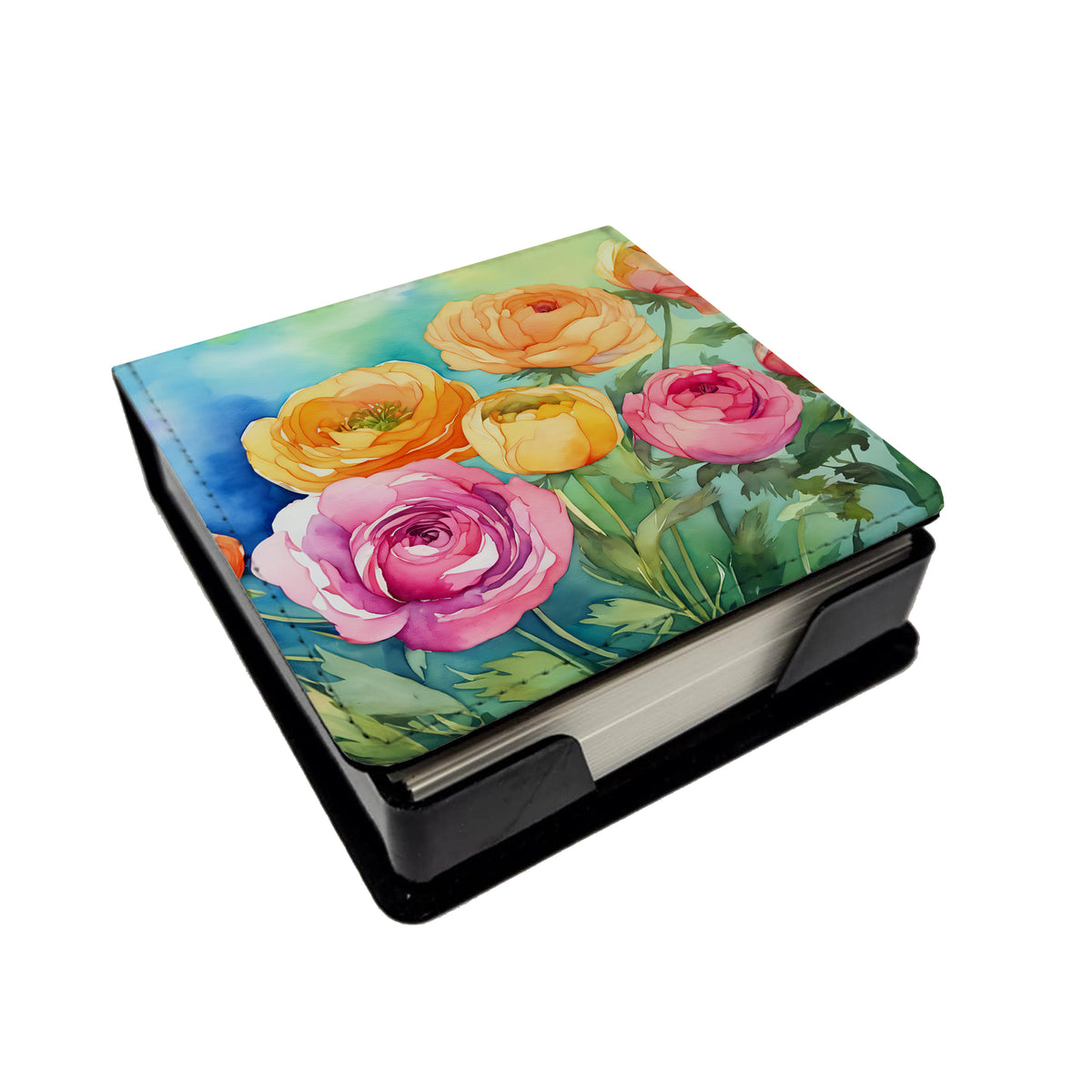 Caroline's Treasures Ranunculus in Watercolor PU Leather Note Paper Holder