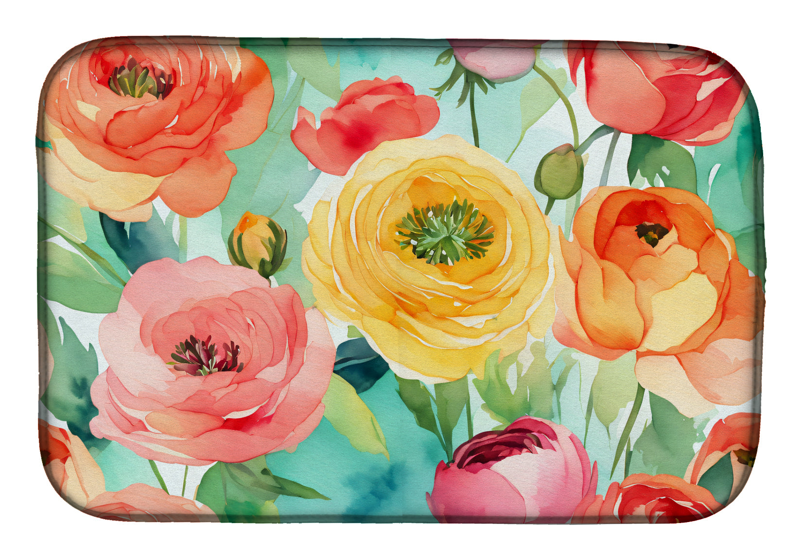 Caroline's Treasures Ranunculus in Watercolor Dish Drying Mat