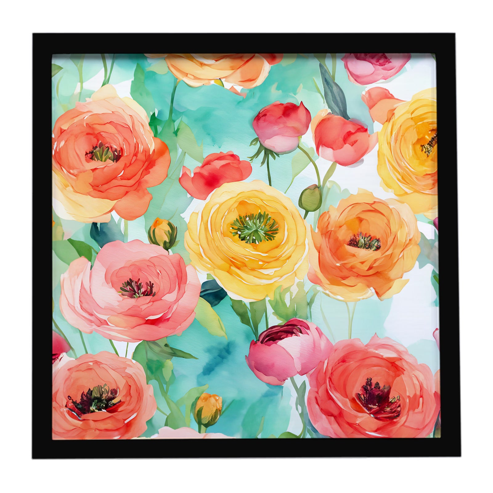 Caroline's Treasures Ranunculus in Watercolor Framed Metal Print