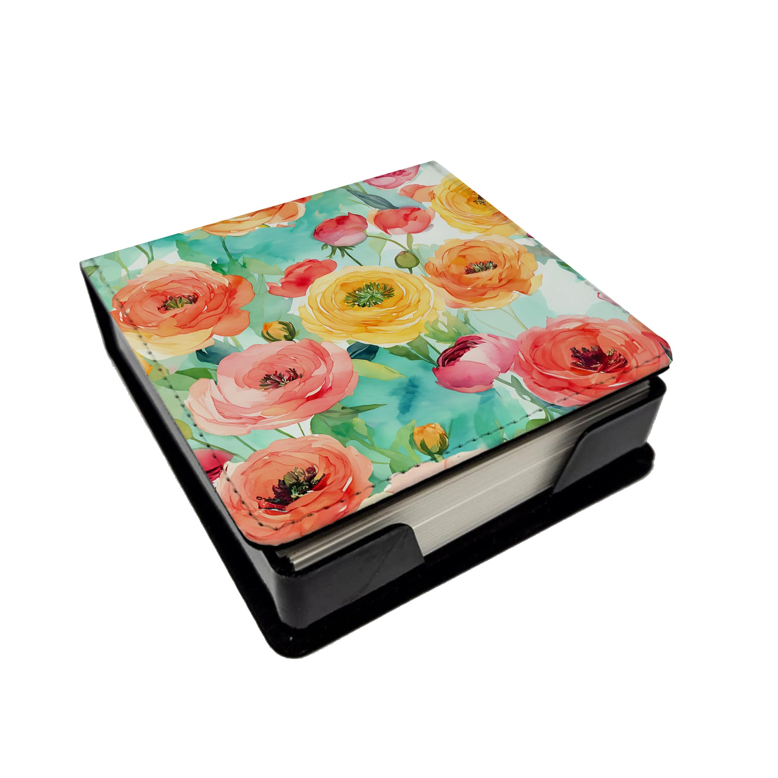 Caroline's Treasures Ranunculus in Watercolor PU Leather Note Paper Holder
