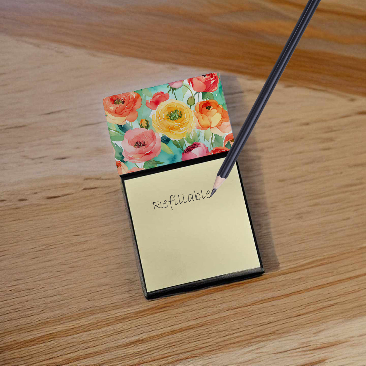 Ranunculus in Watercolor Sticky Note Holder