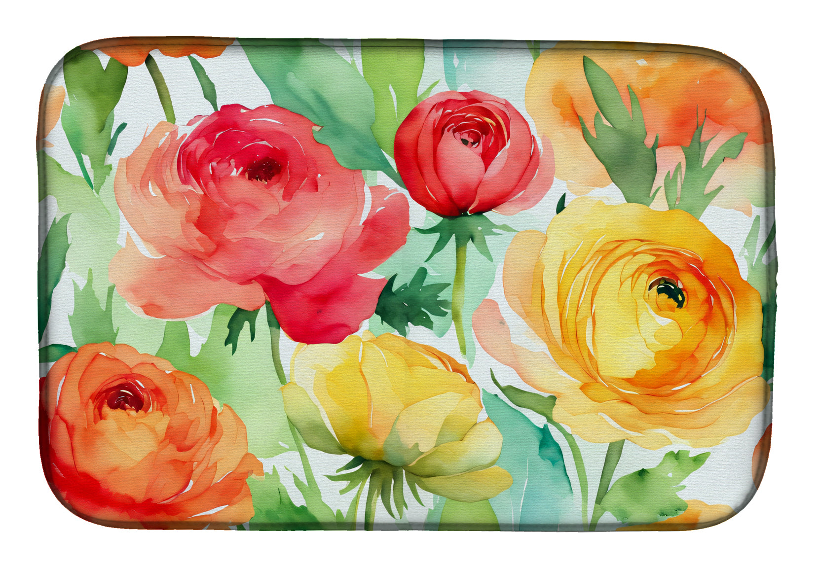 Caroline's Treasures Ranunculus in Watercolor Dish Drying Mat