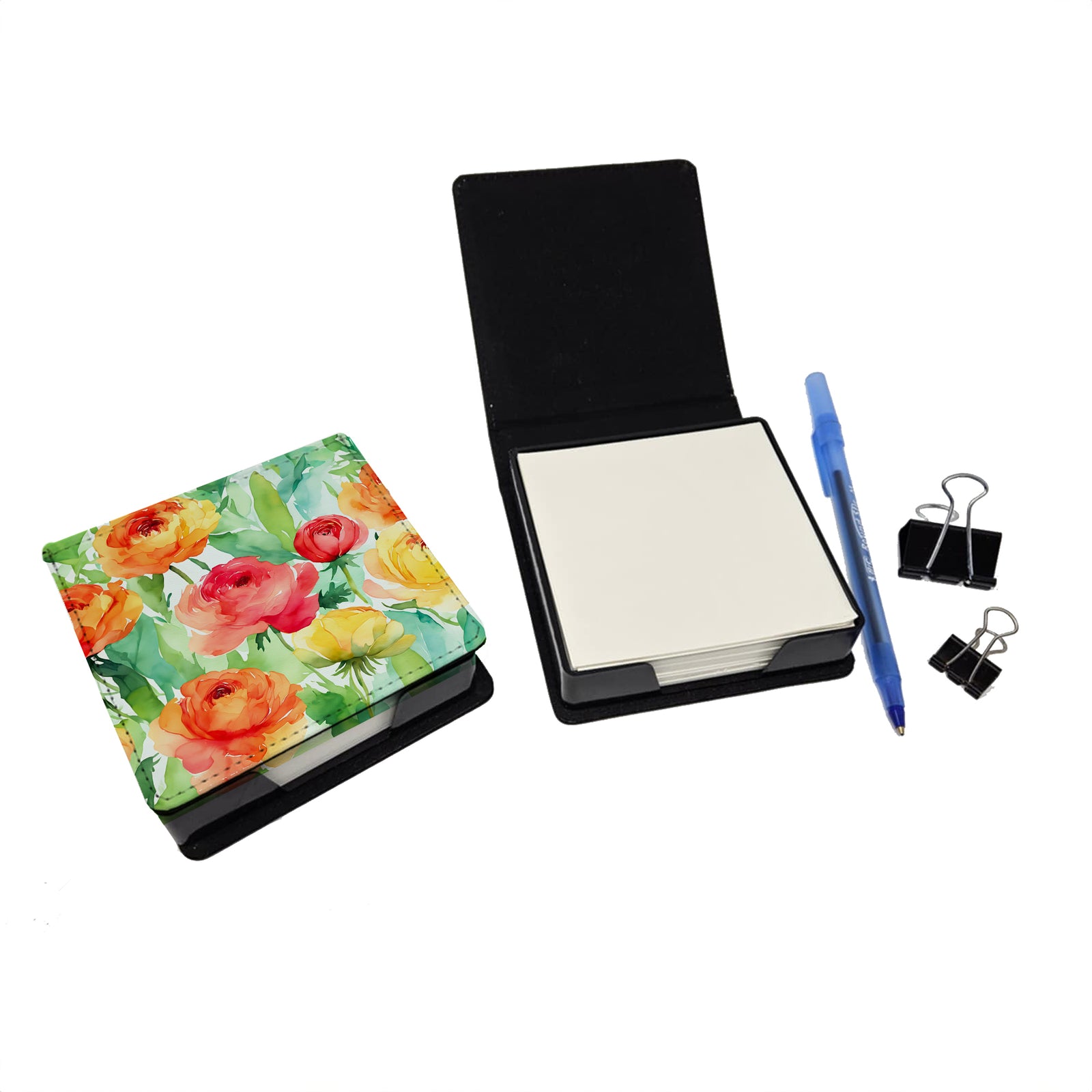 Caroline's Treasures Ranunculus in Watercolor PU Leather Note Paper Holder