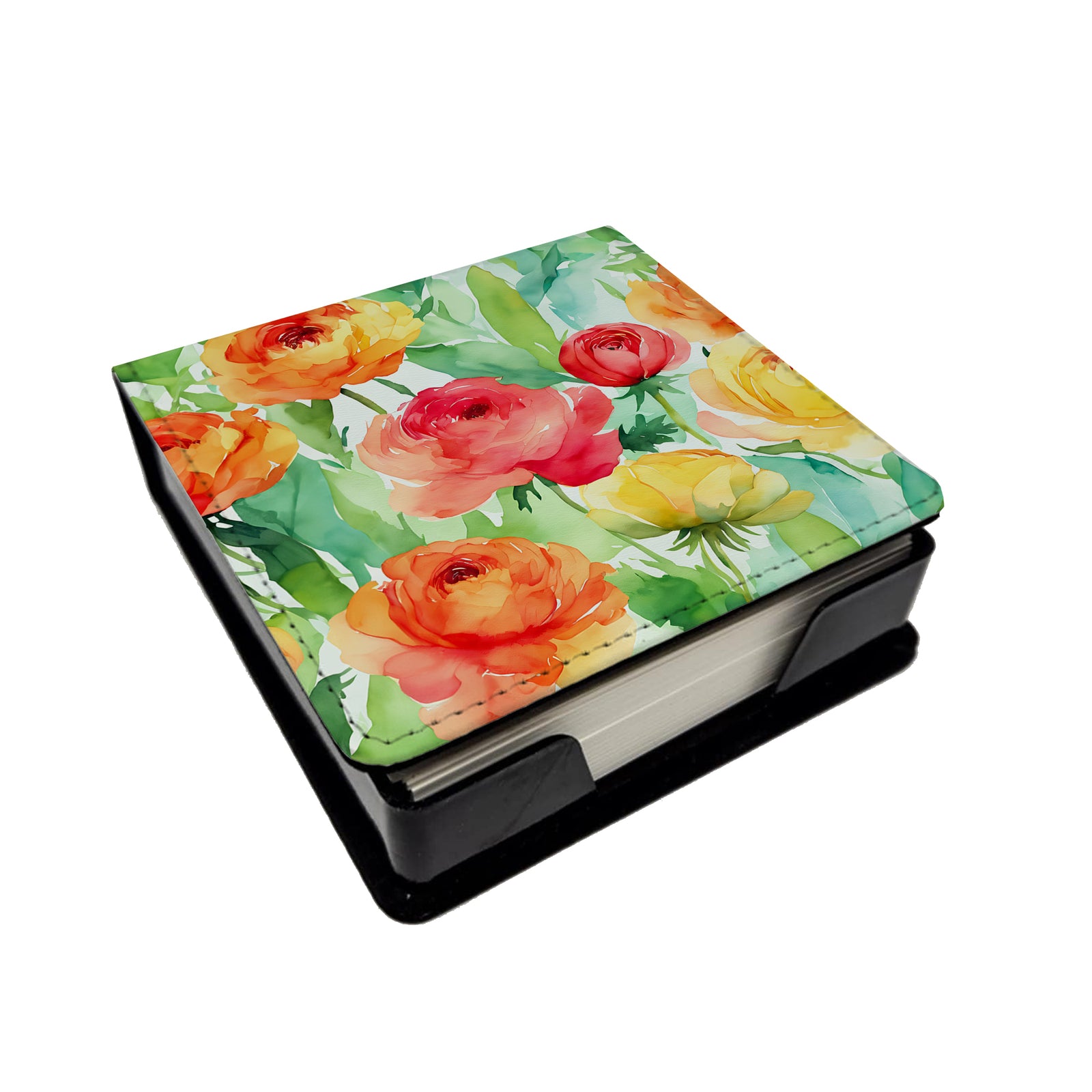 Caroline's Treasures Ranunculus in Watercolor PU Leather Note Paper Holder