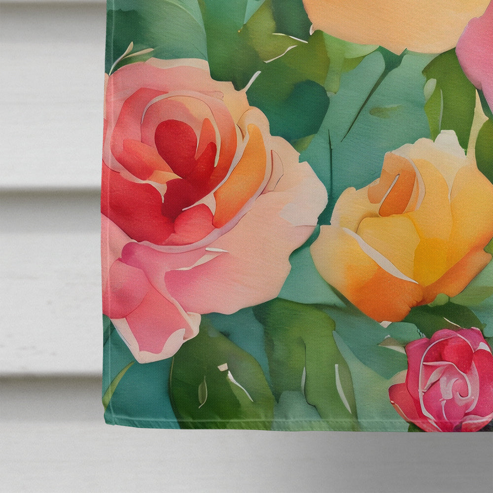 Roses in Watercolor House Flag