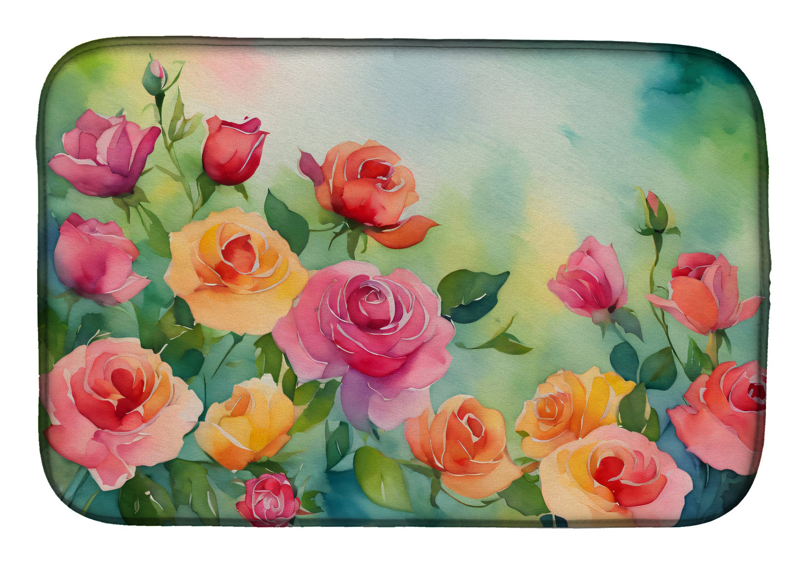 Caroline's Treasures Roses in Watercolor Dish Drying Mat