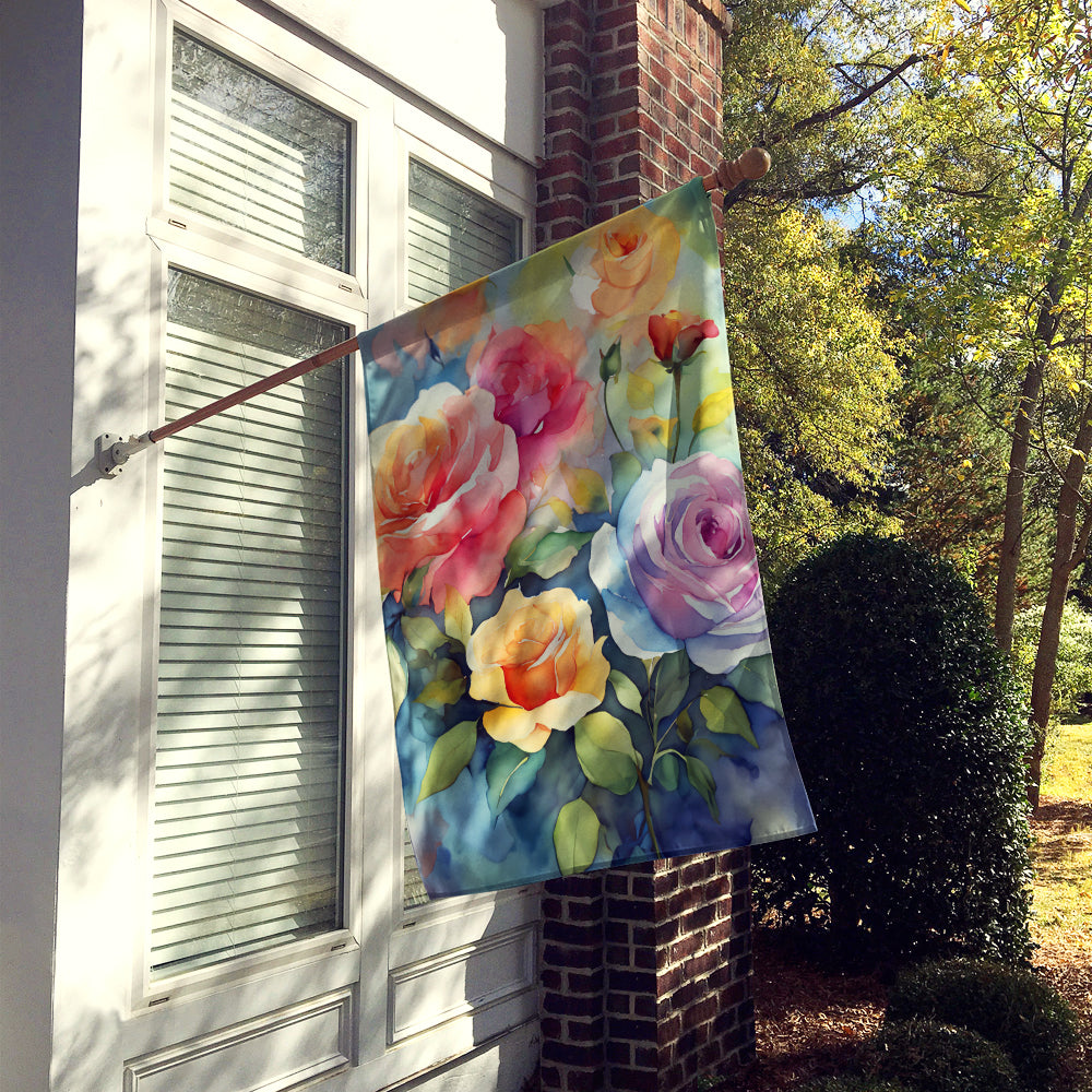Caroline's Treasures Roses in Watercolor House Flag