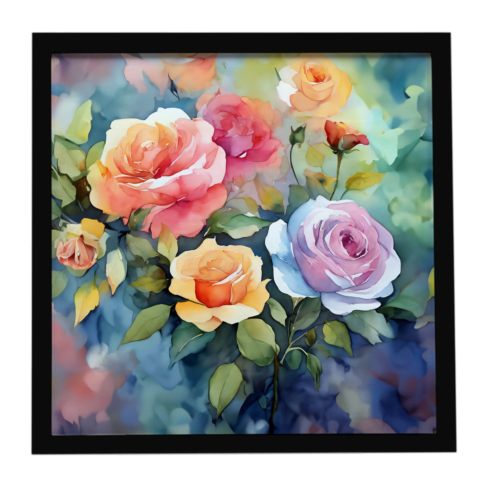 Caroline's Treasures Roses in Watercolor Framed Metal Print