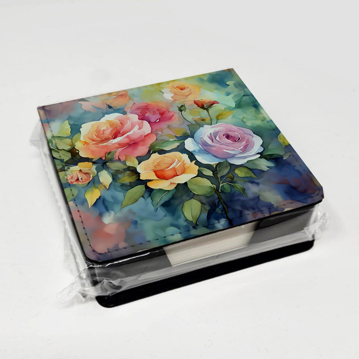 Caroline's Treasures Roses in Watercolor PU Leather Note Paper Holder