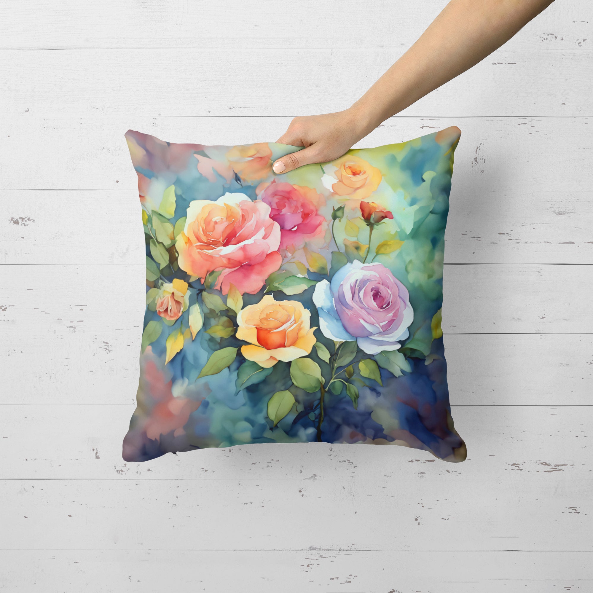 Buy this Roses in Watercolor Throw Pillow