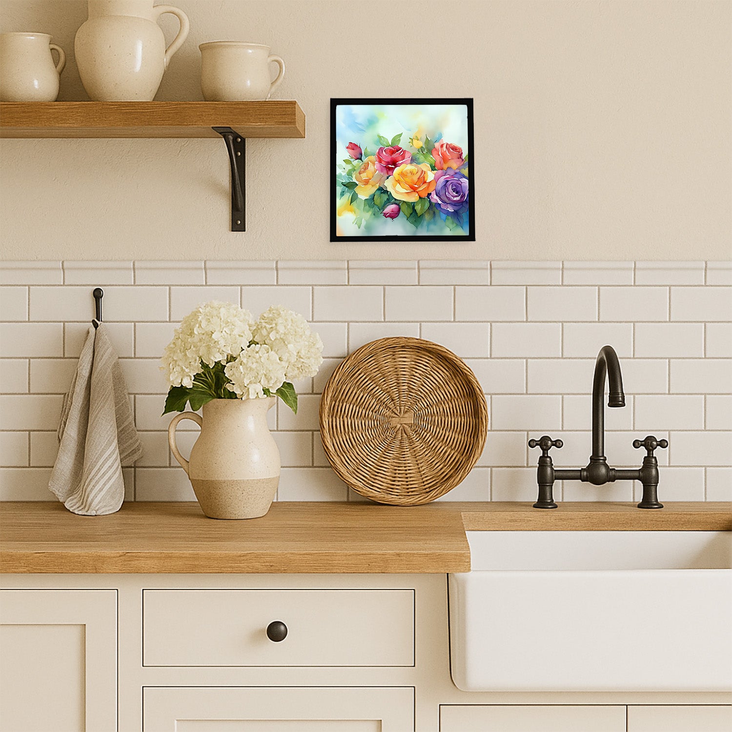 Caroline's Treasures Roses in Watercolor Framed Metal Print