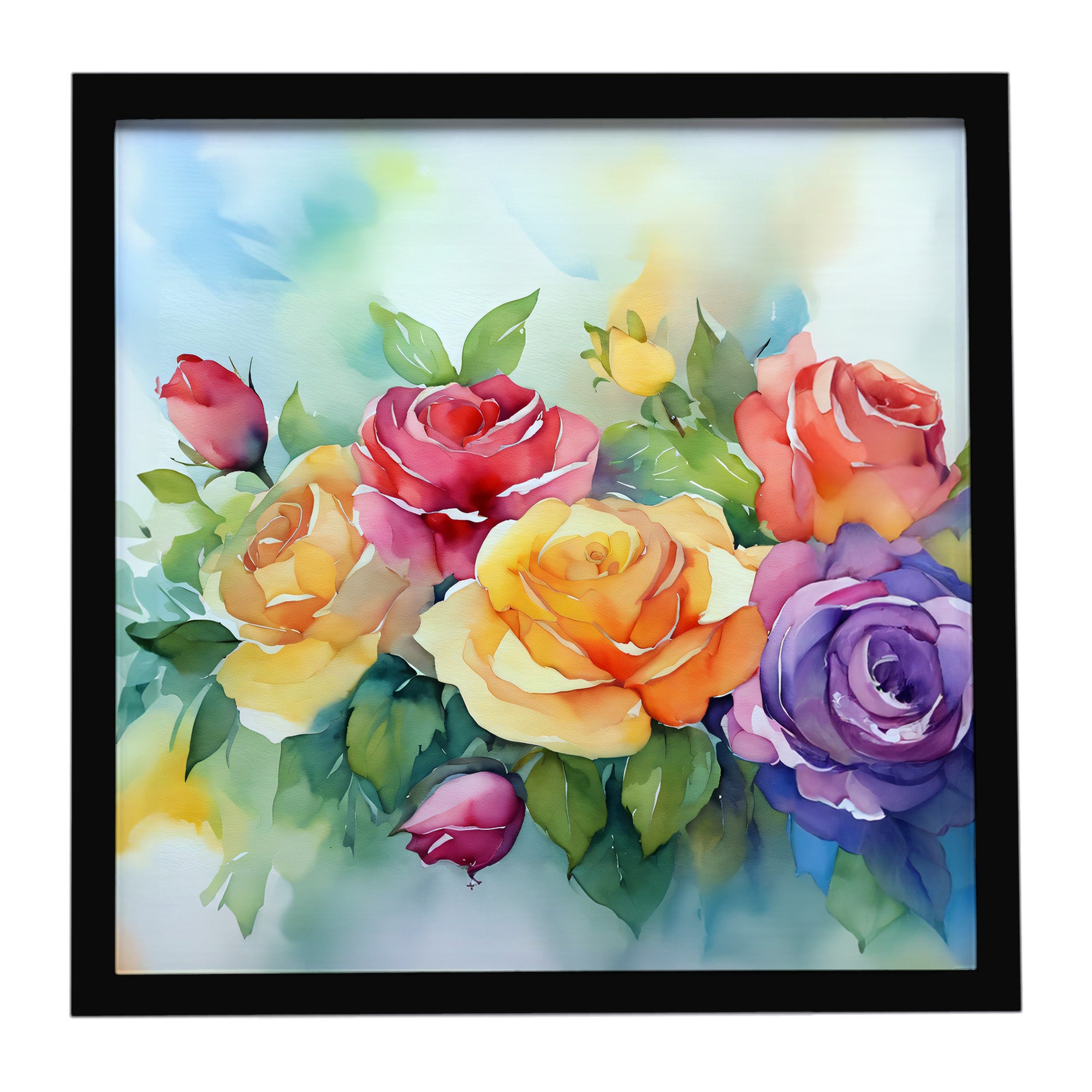 Caroline's Treasures Roses in Watercolor Framed Metal Print