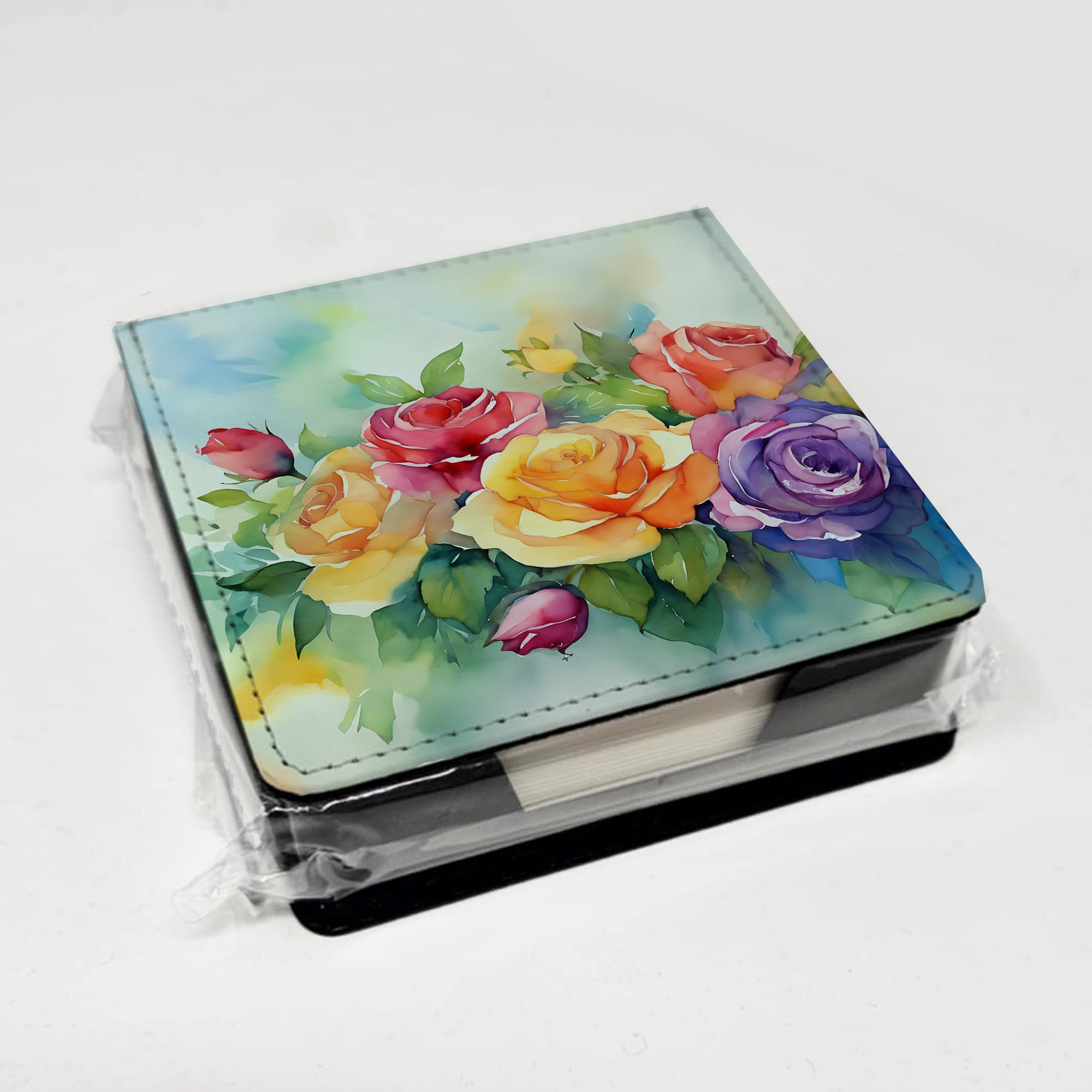 Caroline's Treasures Roses in Watercolor PU Leather Note Paper Holder