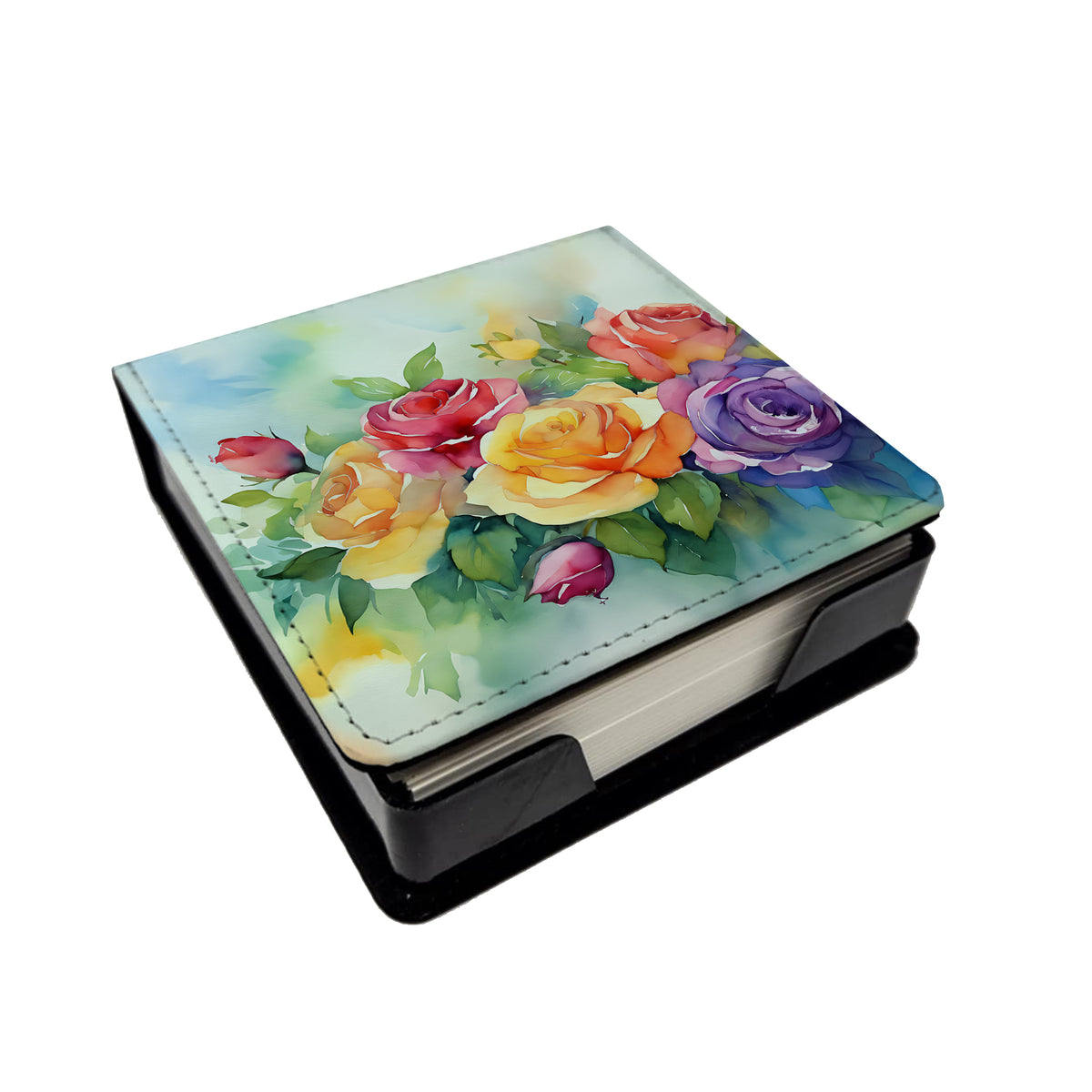 Caroline's Treasures Roses in Watercolor PU Leather Note Paper Holder